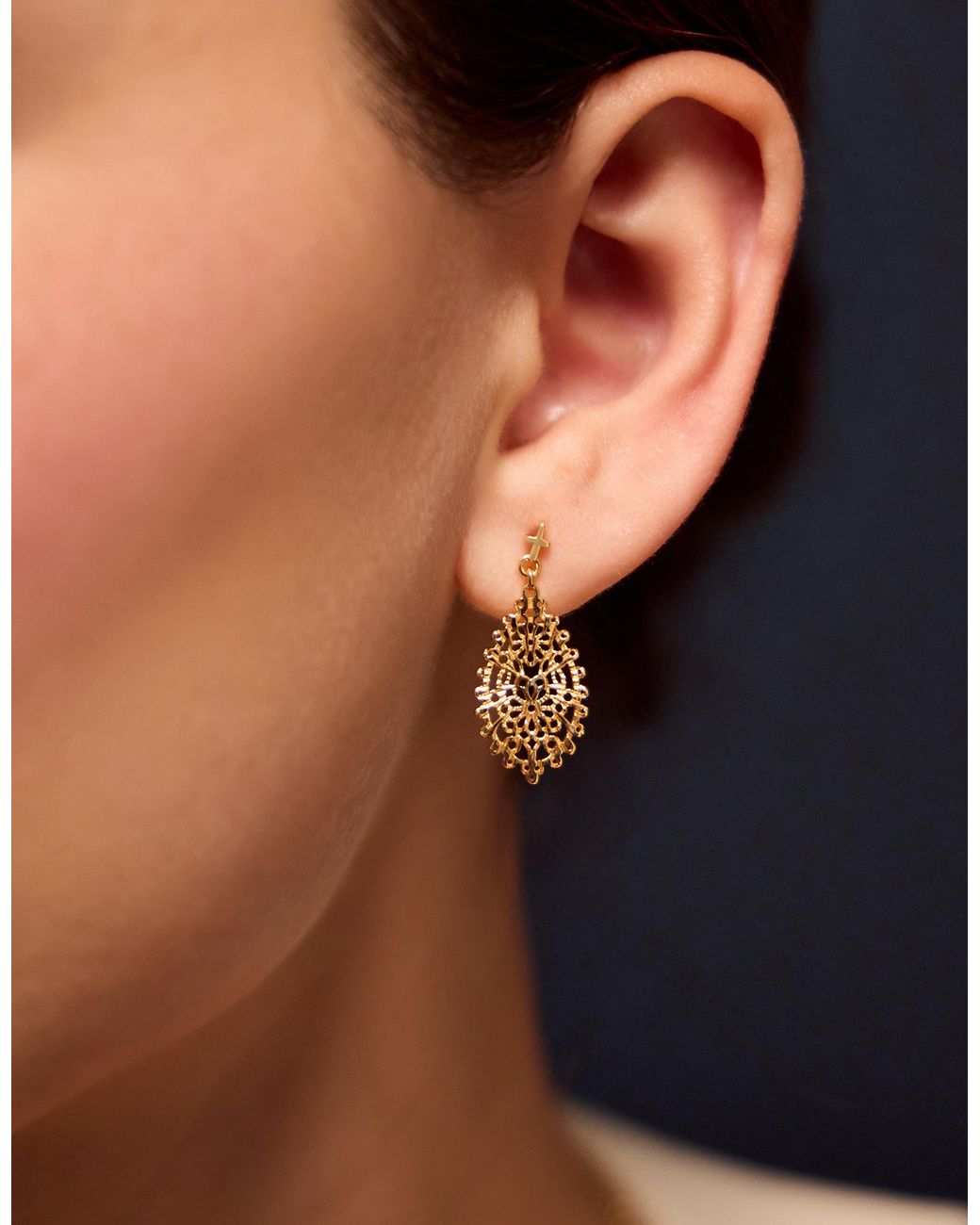 Accessorize Metallic 14Ct-Plated Filigree Teardrop Earrings