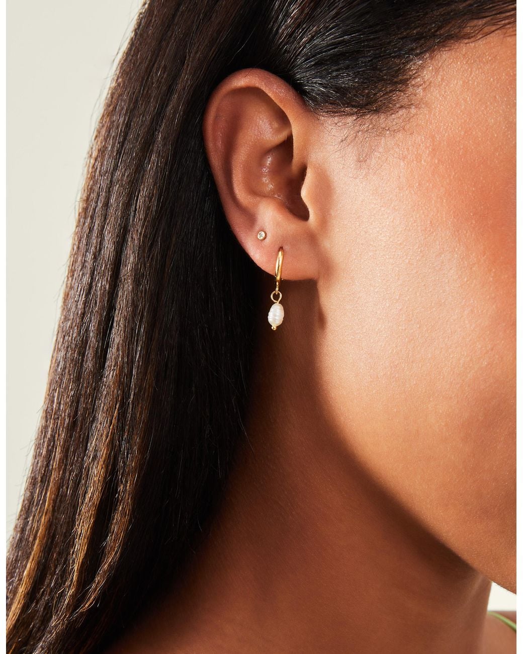 Accessorize Brown 3-Pack 14Ct-Plated Pearl Stud & Hoop Earrings