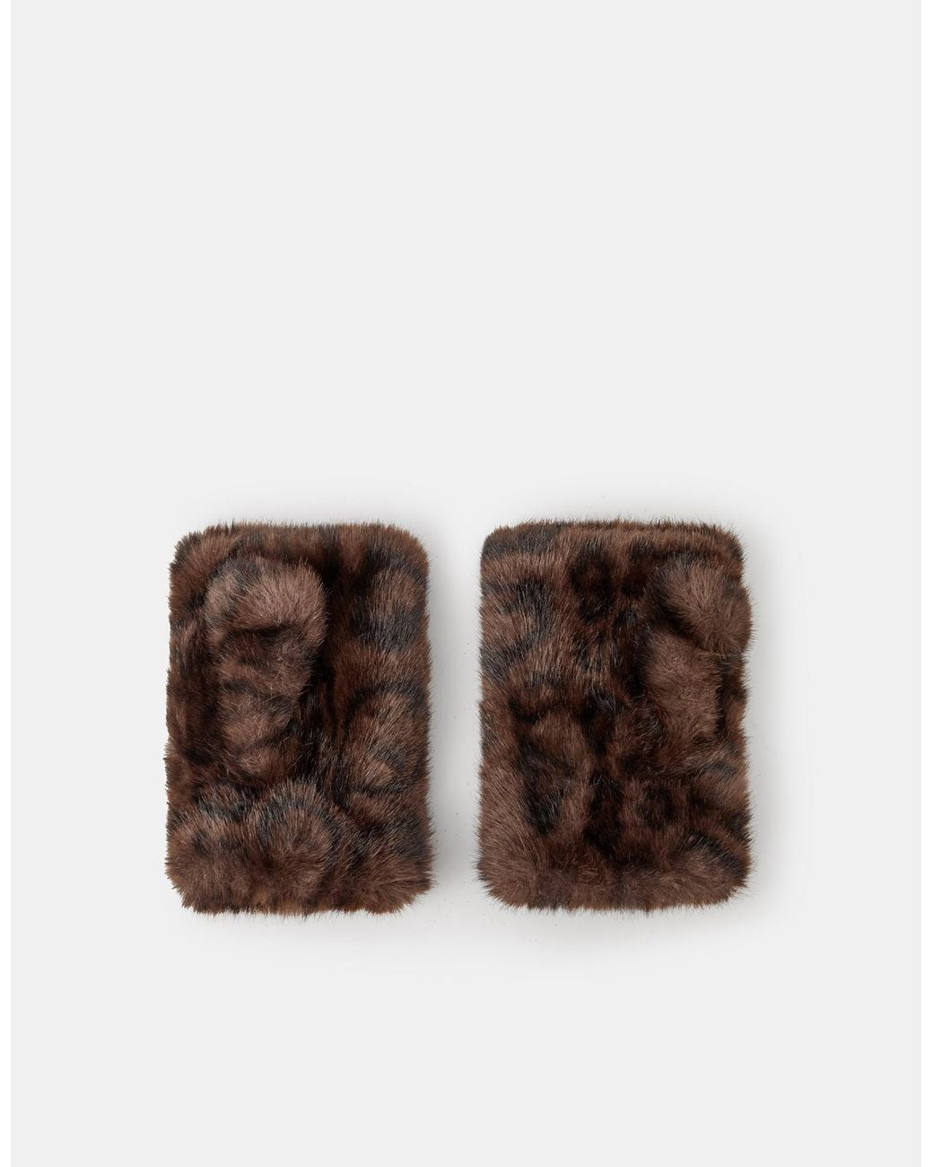 Accessorize Brown Faux Fur Fingerless Gloves