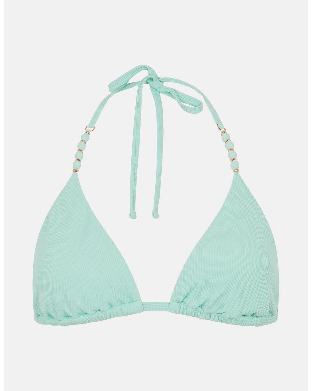 Accessorize Green Bead Strap Textured Bikini Top