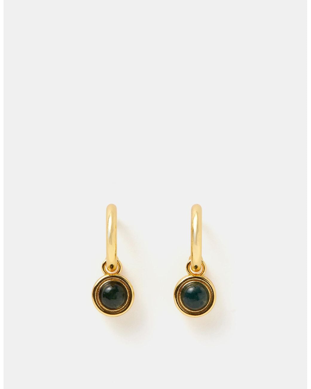 Accessorize Natural 14Ct-Plated Chalcedony Drop Hoop Earrings