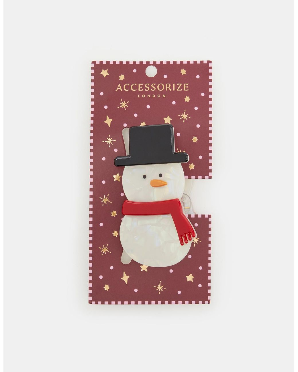 Accessorize Red Christmas Snowman Claw Clip