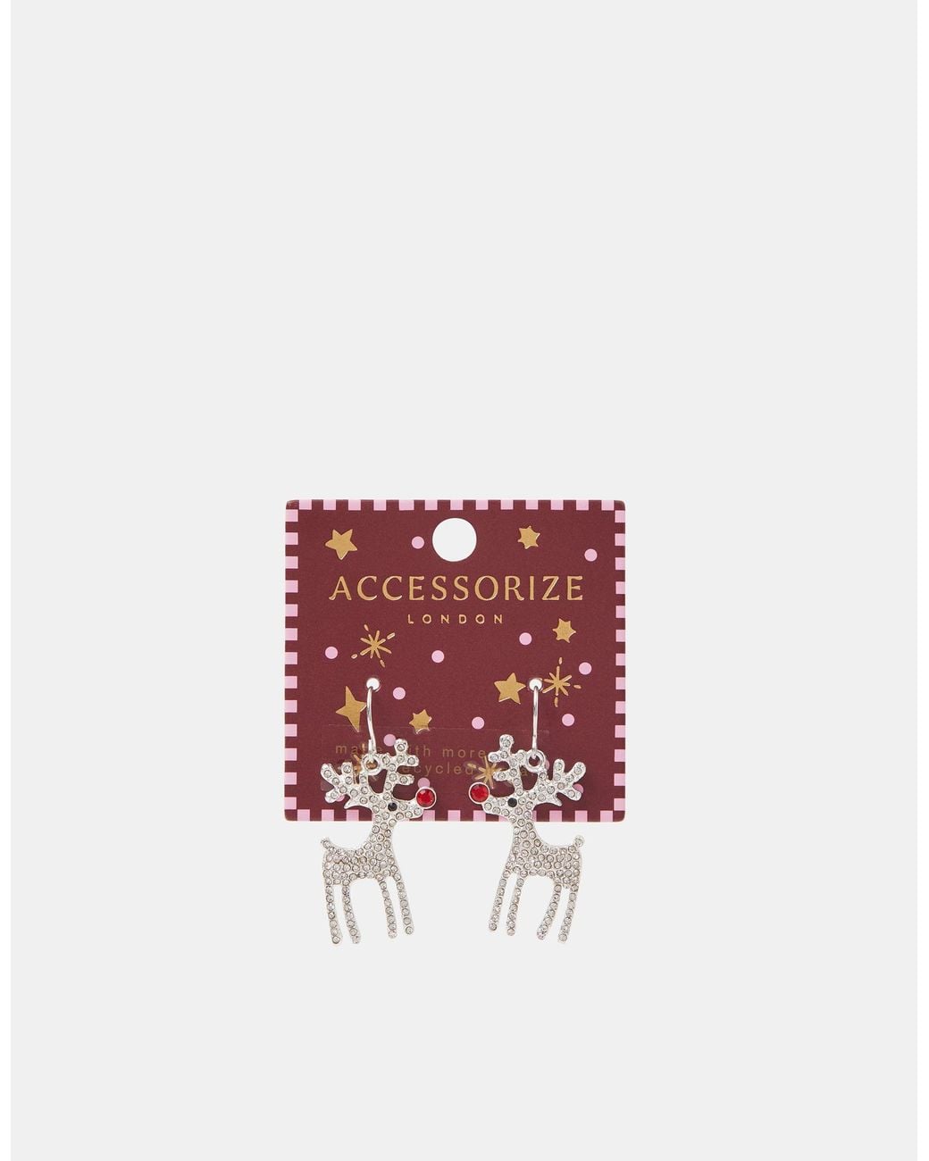 Accessorize White Christmas Reindeer Drop Earrings