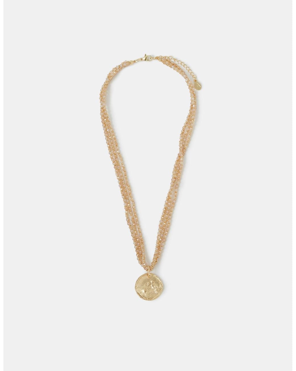 Accessorize Metallic Beaded Multi-Strand Pendant Necklace