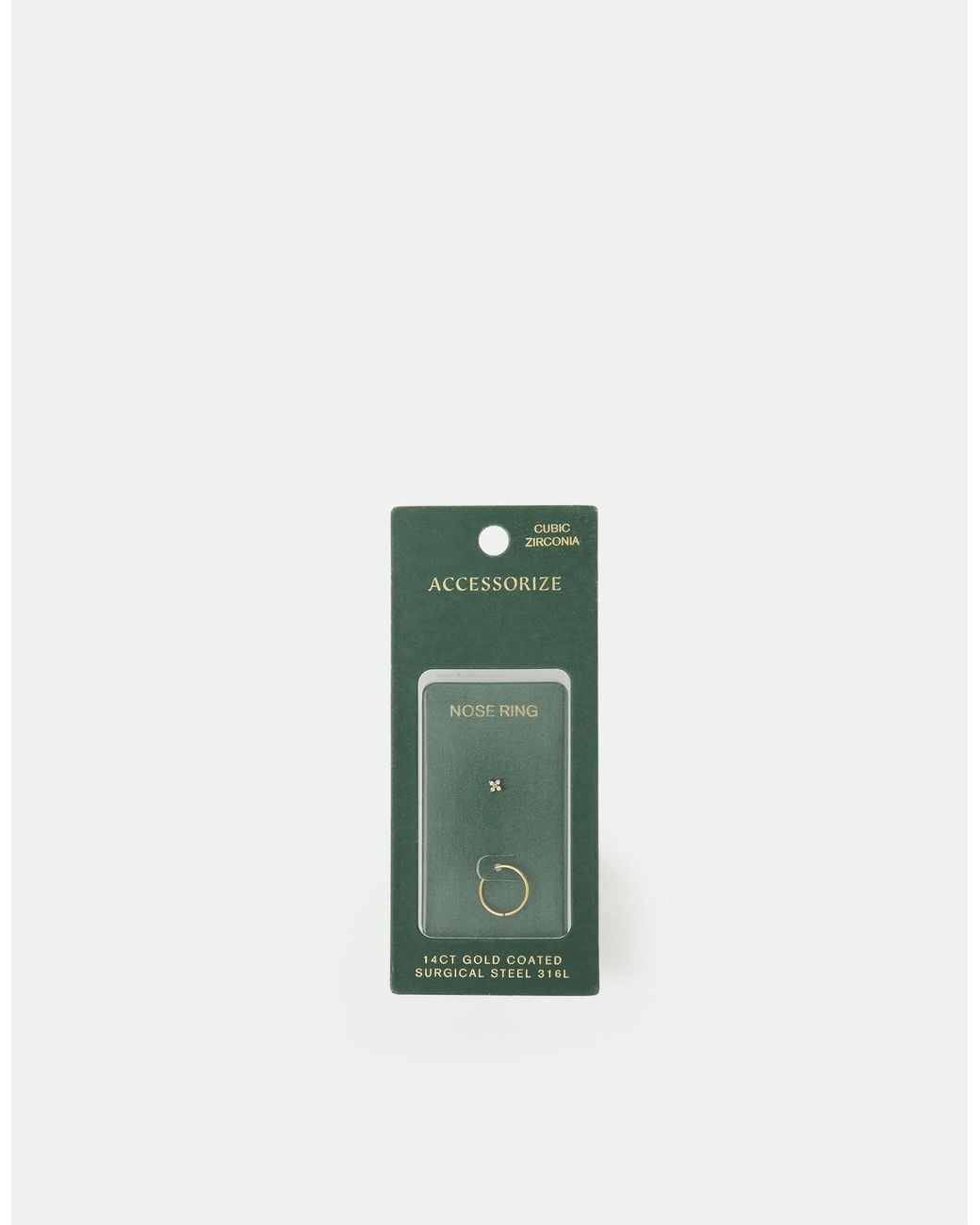 Accessorize Green 2-Pack 14Ct-Coated Surgical Steel Nose Rings