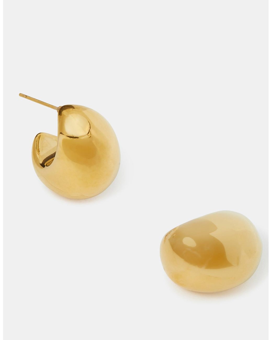 Accessorize Metallic 14Ct-Plated Chunky Dome Hoop Earrings