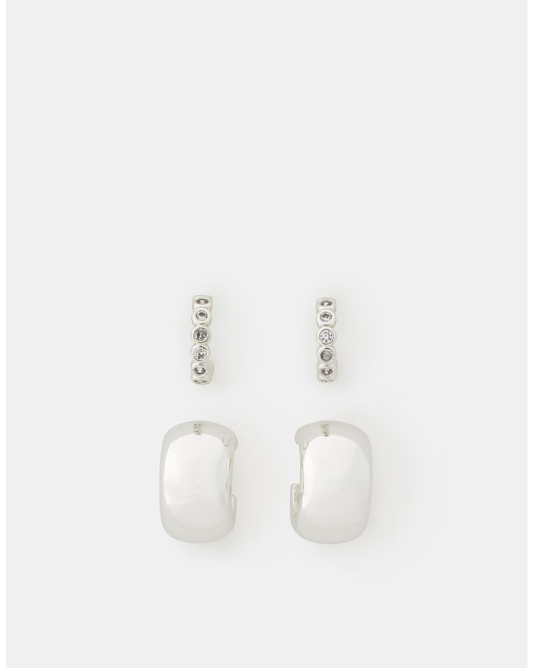 Accessorize White 2-Pack Sterling-Plated Chunky Hoop Earrings
