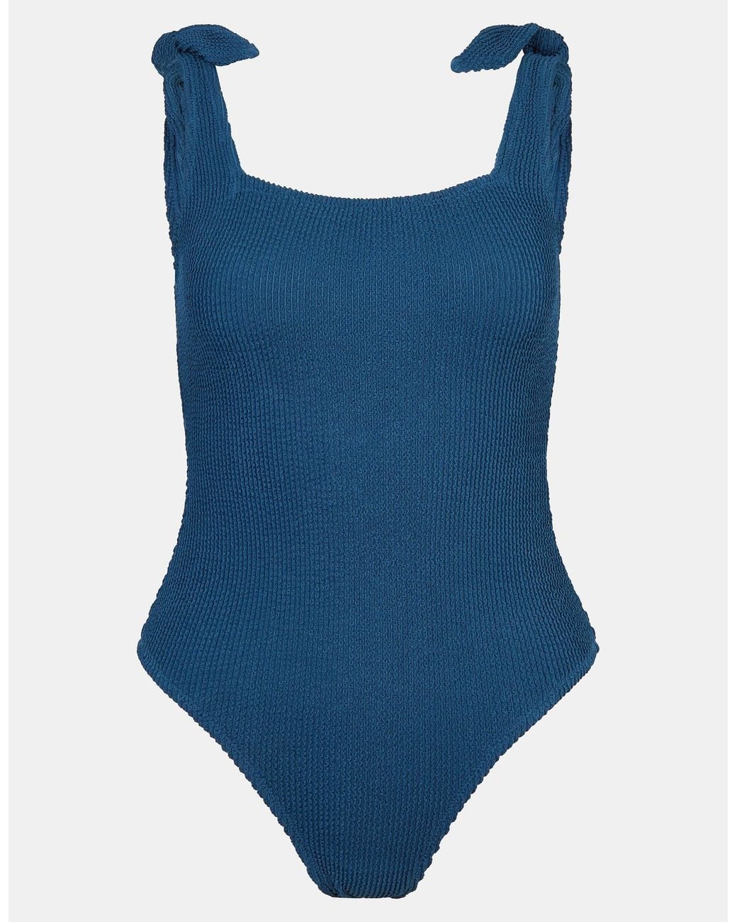 Accessorize Blue Tie Shoulder Crinkle Textured Swimsuit