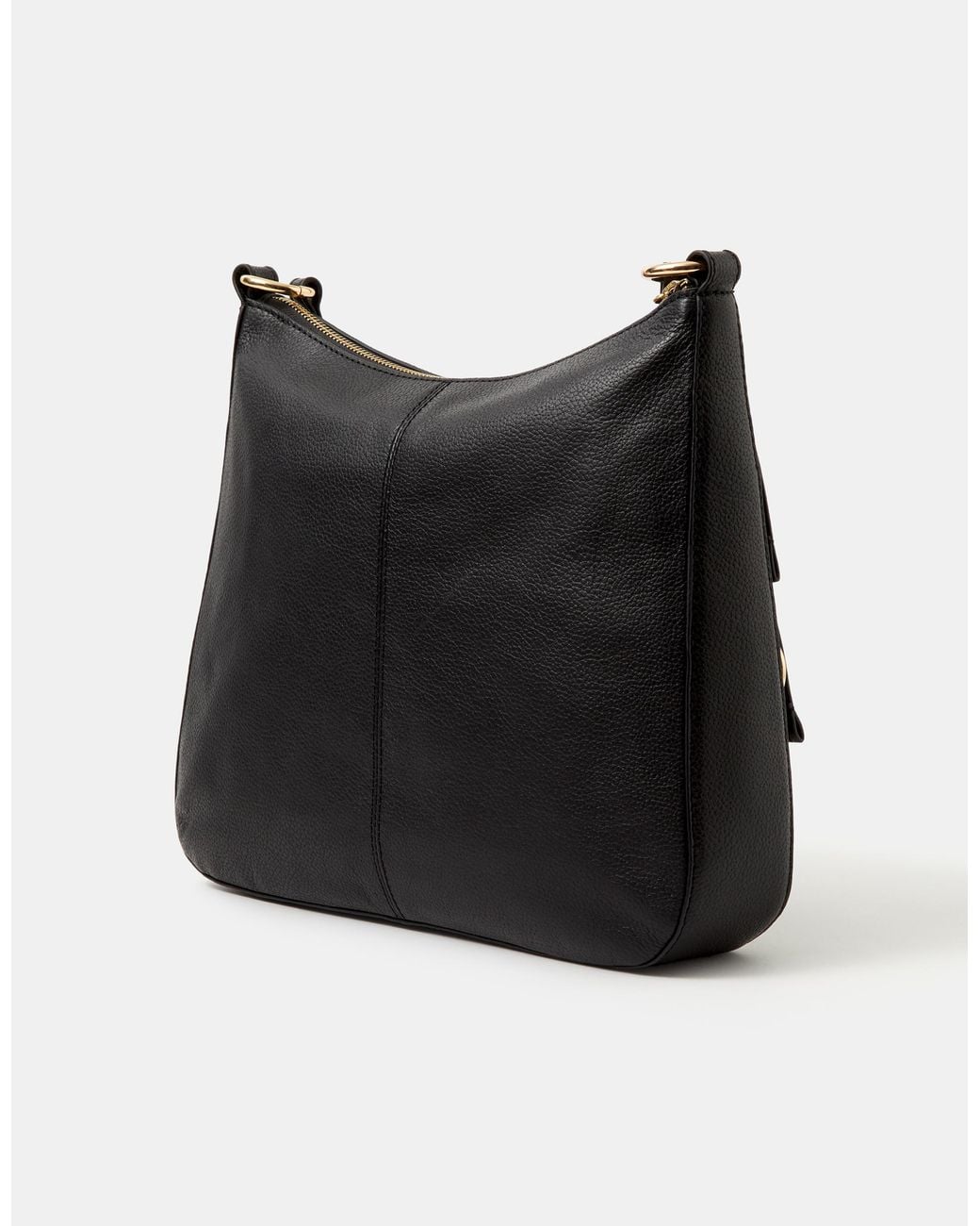 Accessorize Black Leather Messenger Crossbody Bag