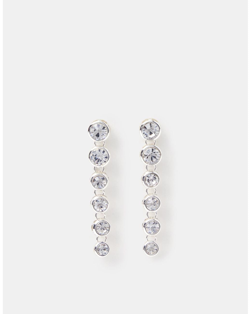 Accessorize White Crystal Long Drop Earrings