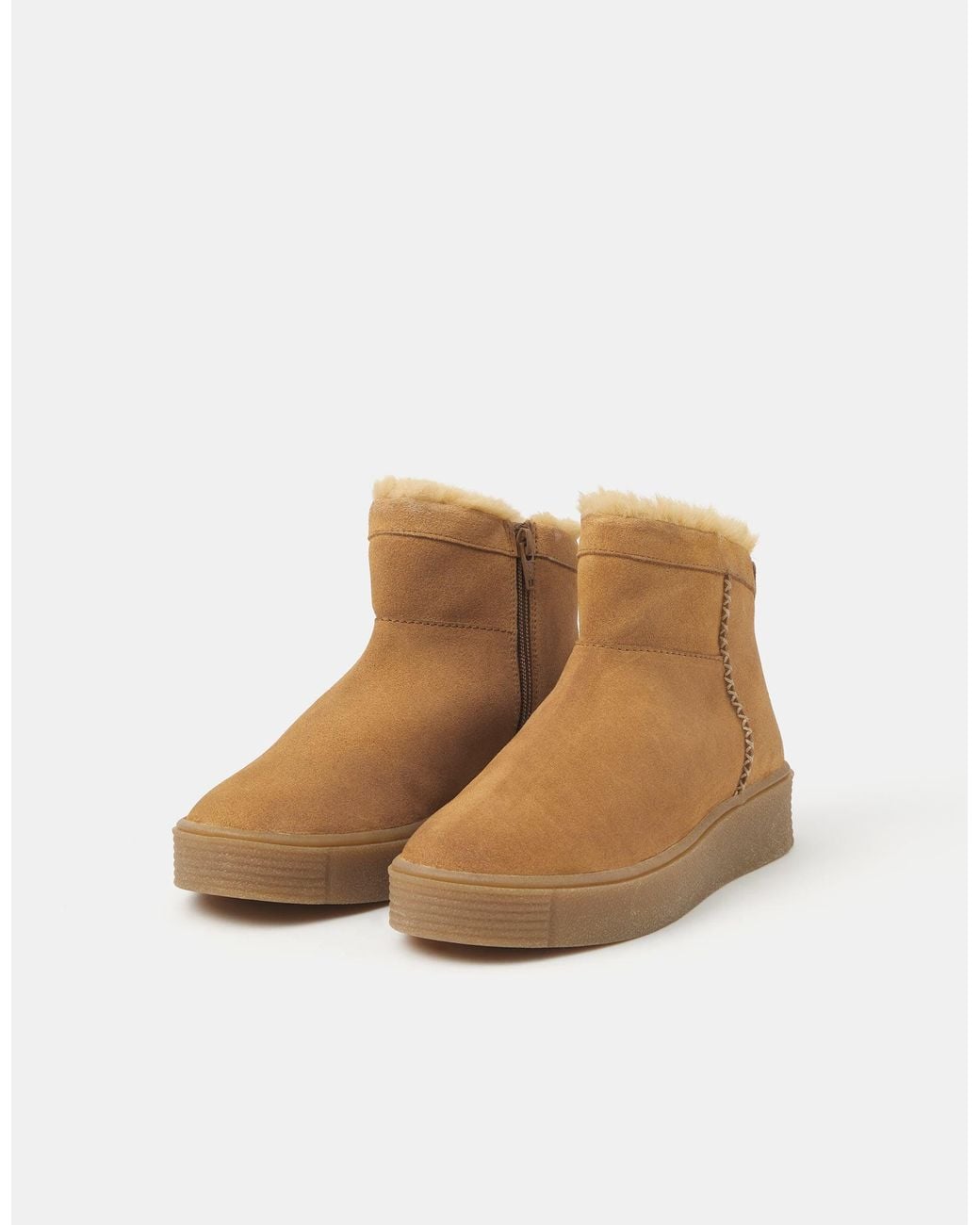 Accessorize Natural Faux Fur Lined Suede Ankle Boots