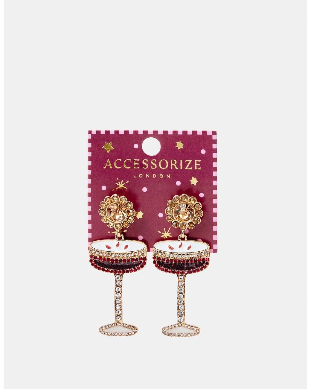 Accessorize Red Embellished Espresso Martini Drop Earrings