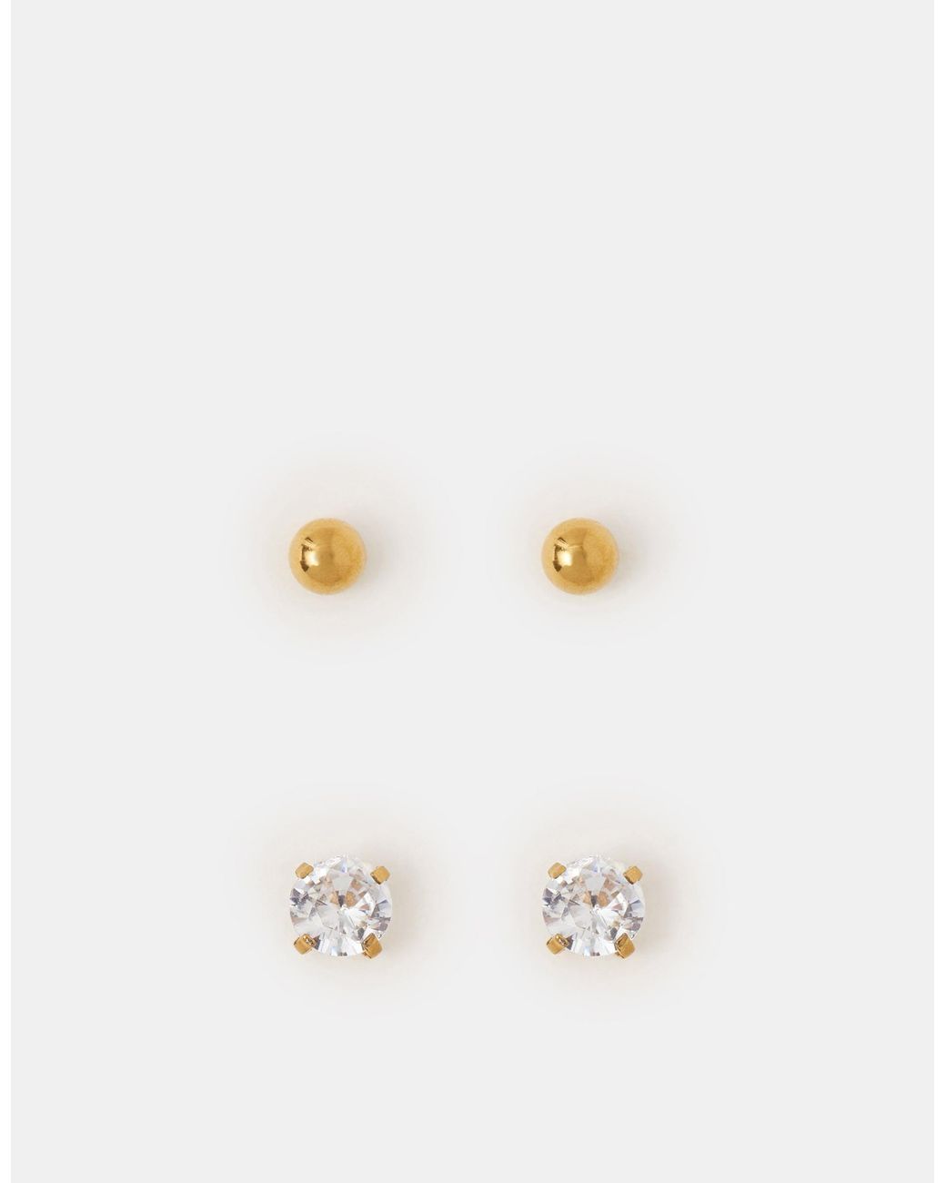 Accessorize White 2-Pack 14Ct-Plated Surgical Steel Diamanté Flatback Earrings