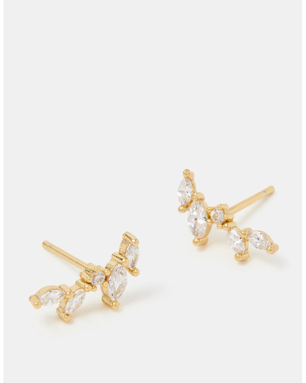 Accessorize Natural 14Ct-Plated Mini Climber Stud Earrings