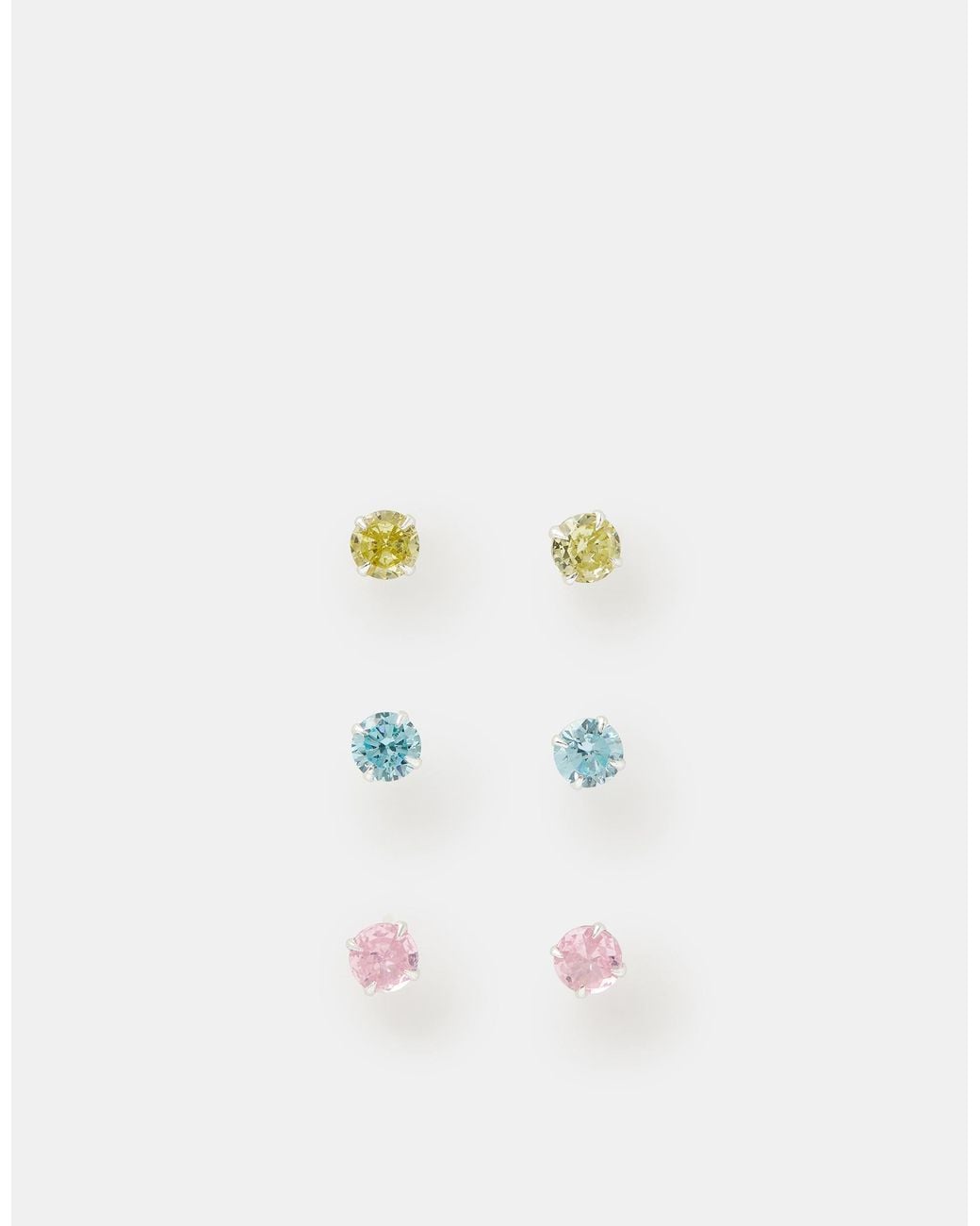 Accessorize White 3-Pack Sterling Diamanté Stud Earrings