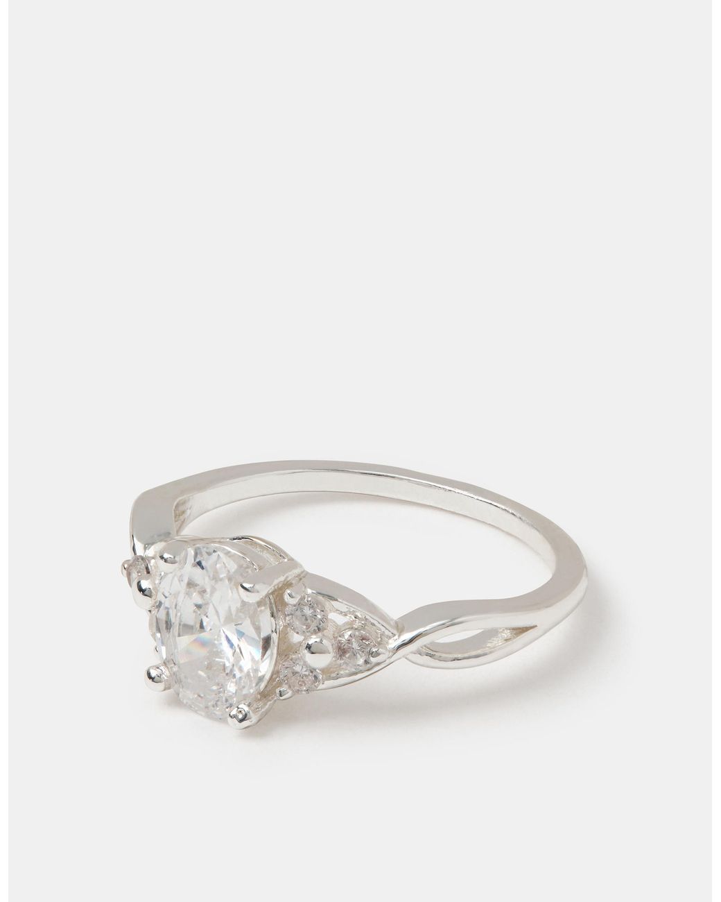 Accessorize White Cubic Zirconia Twisted Engagement Ring