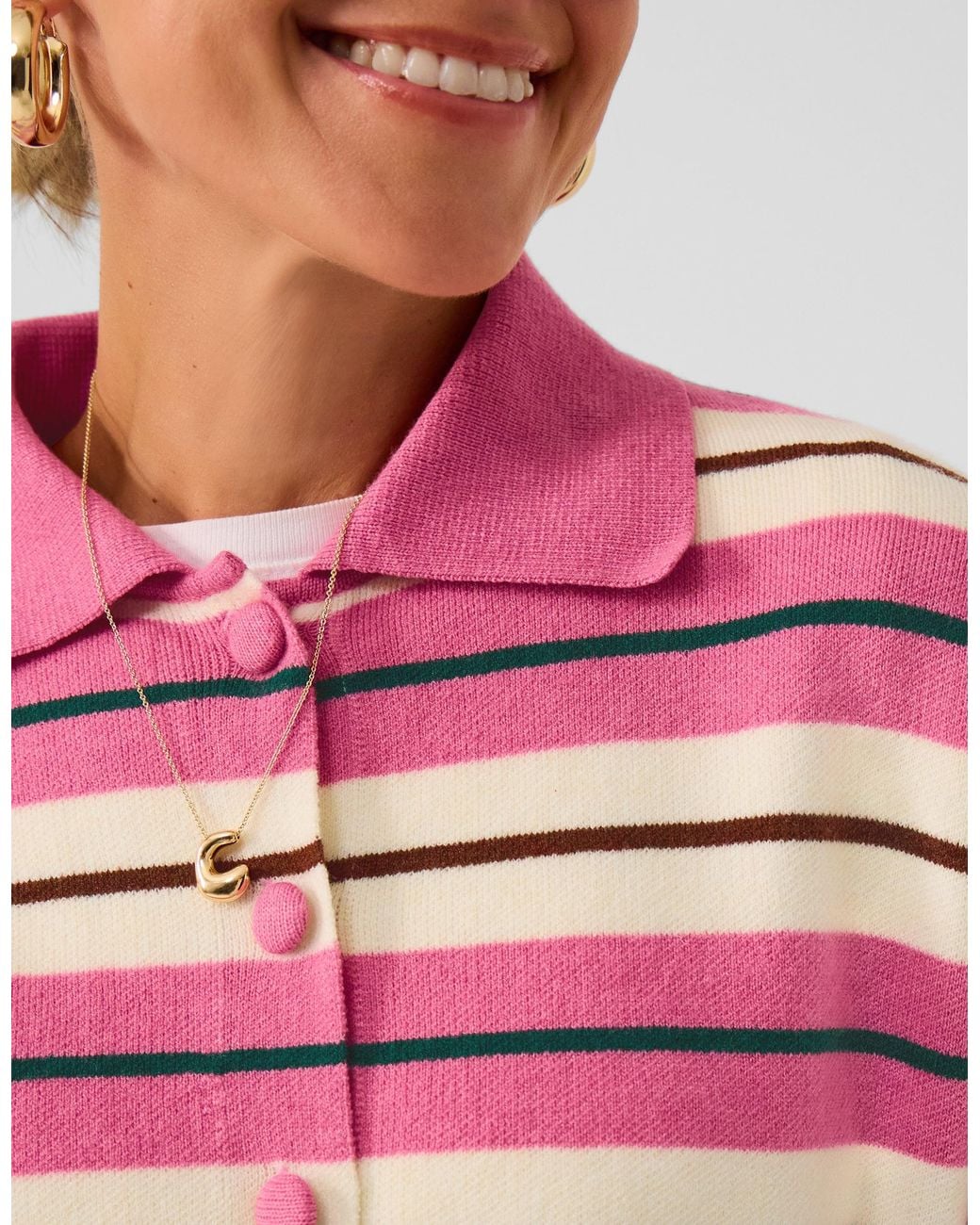 Accessorize Red X Good Manners Stripe Collar Cardigan