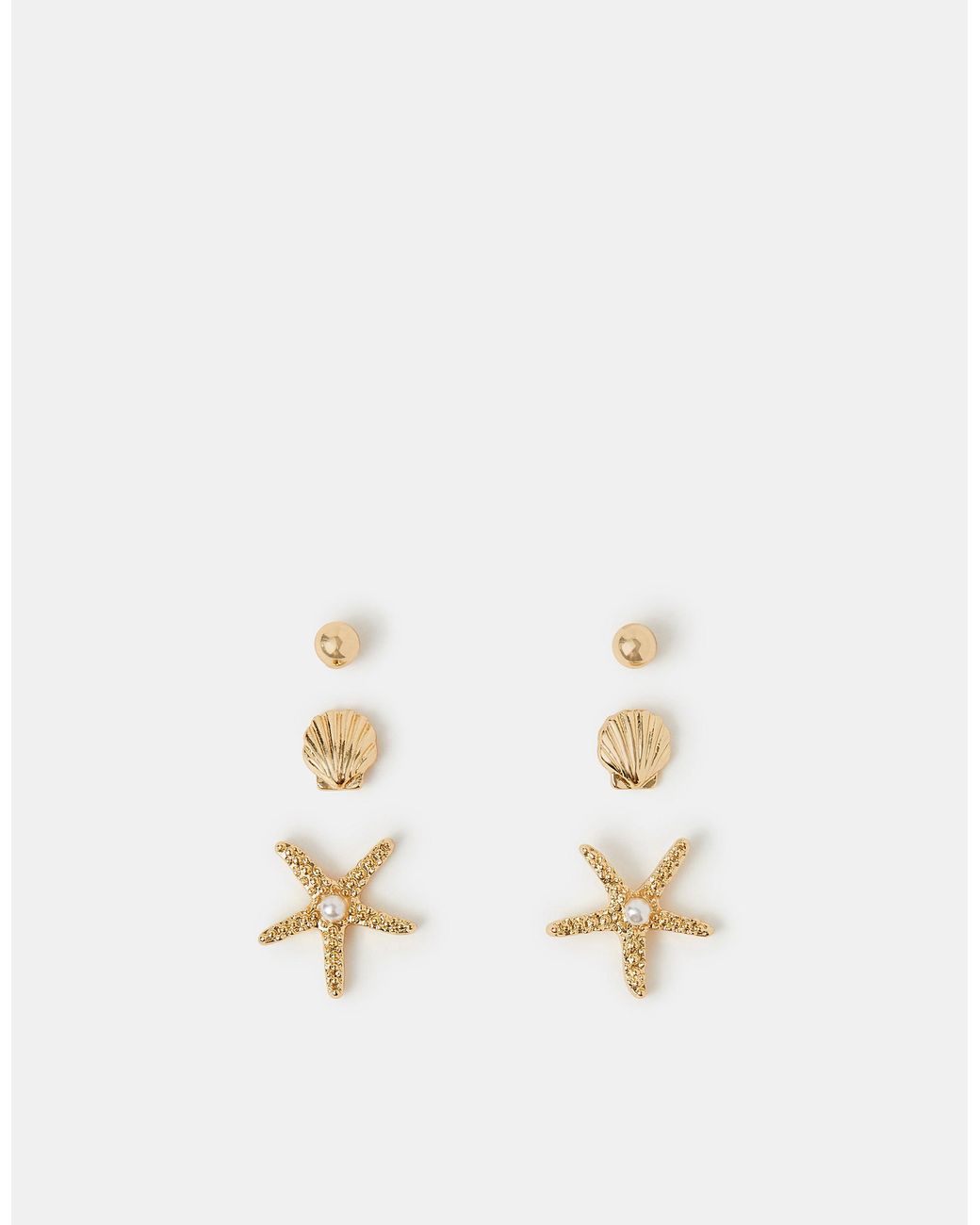 Accessorize Metallic 3-Pack Starfish Stud Earrings