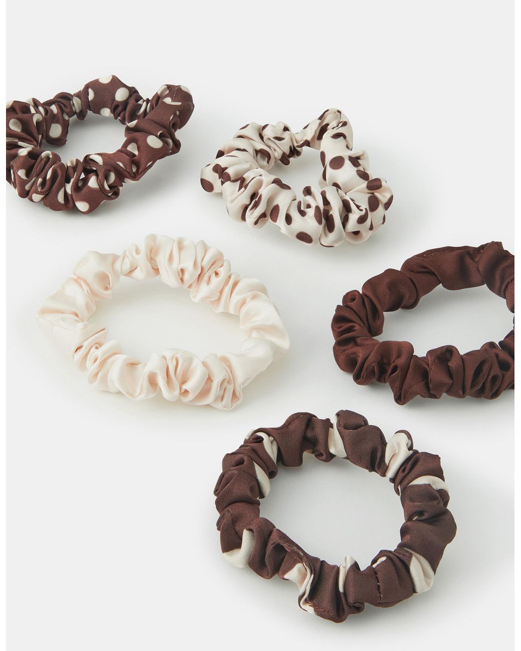 Accessorize White 5-Pack Polka Dot Satin Hair Scrunchies