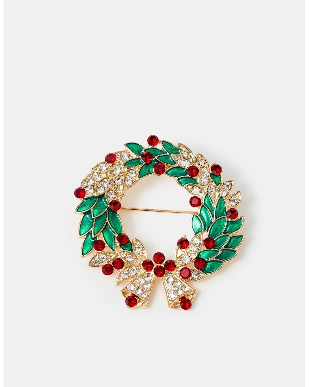 Accessorize Red Christmas Wreath Brooch