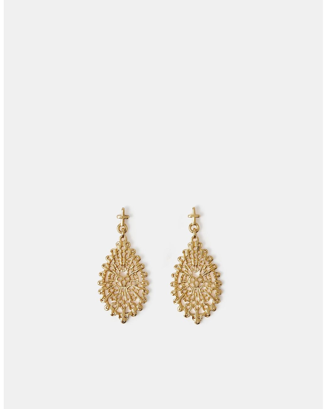 Accessorize Metallic 14Ct-Plated Filigree Teardrop Earrings