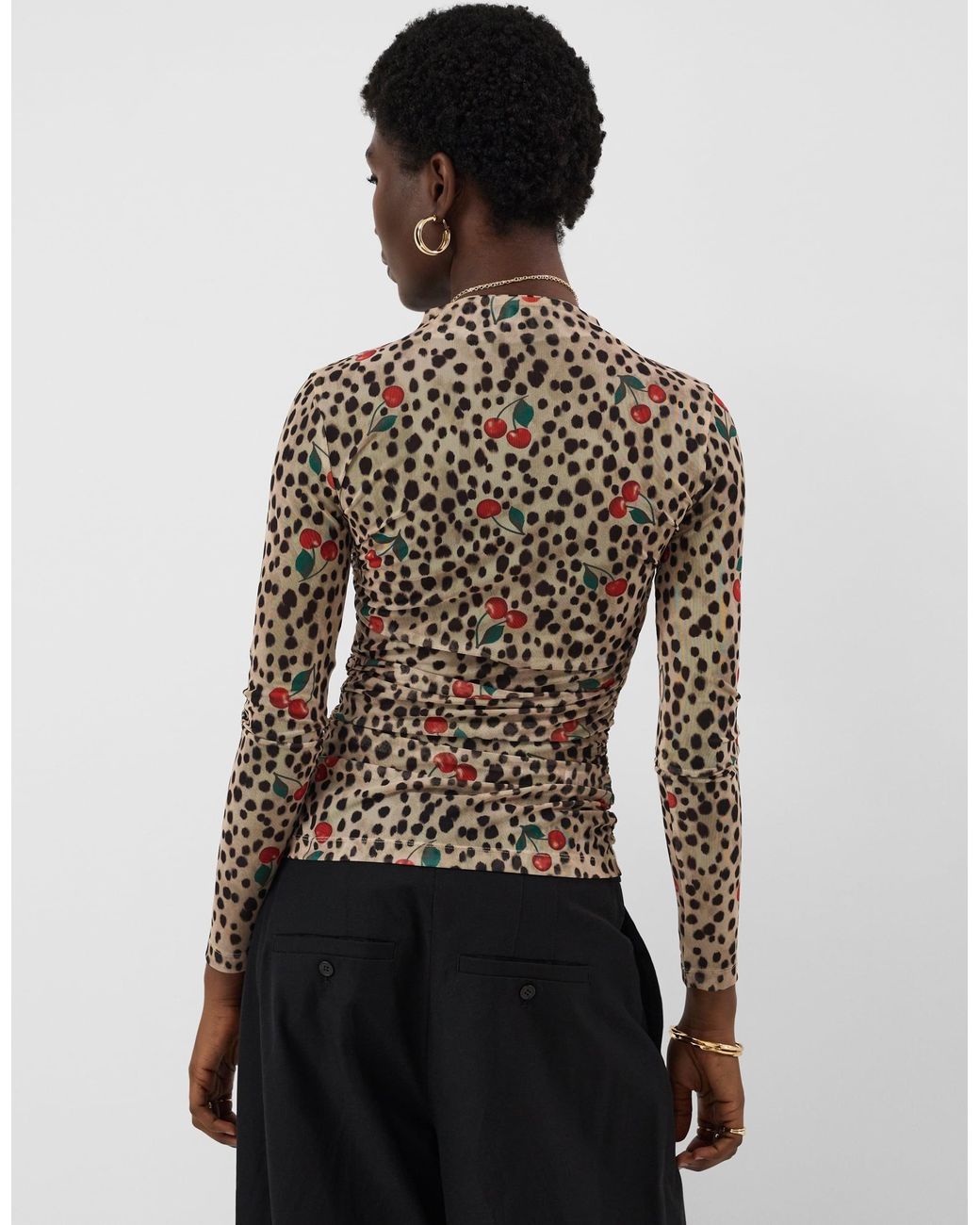 Accessorize Brown Animal Print Mesh Long Sleeve Top