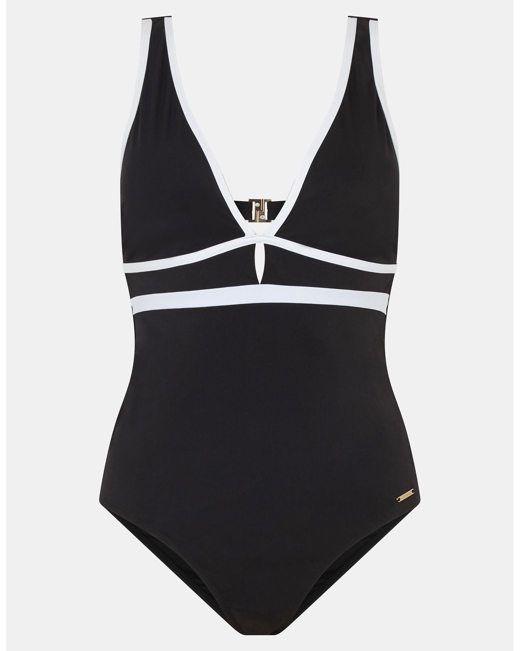 Accessorize Blue Contrast Plunge Upf50+ Shaping Swimsuit