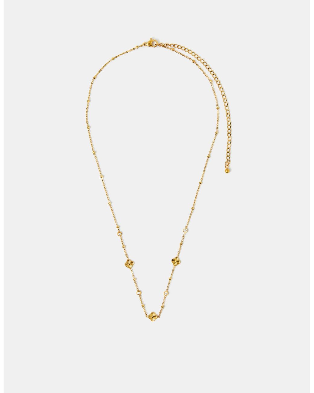 Accessorize White 14Ct-Plated Stainless Steel Diamanté Clover Station Necklace