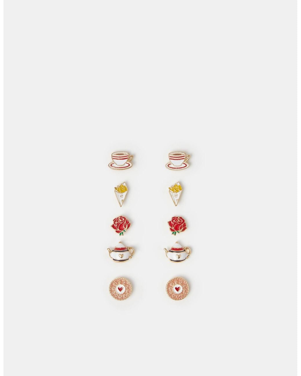 Accessorize White 5-Pack London Food Stud Earrings