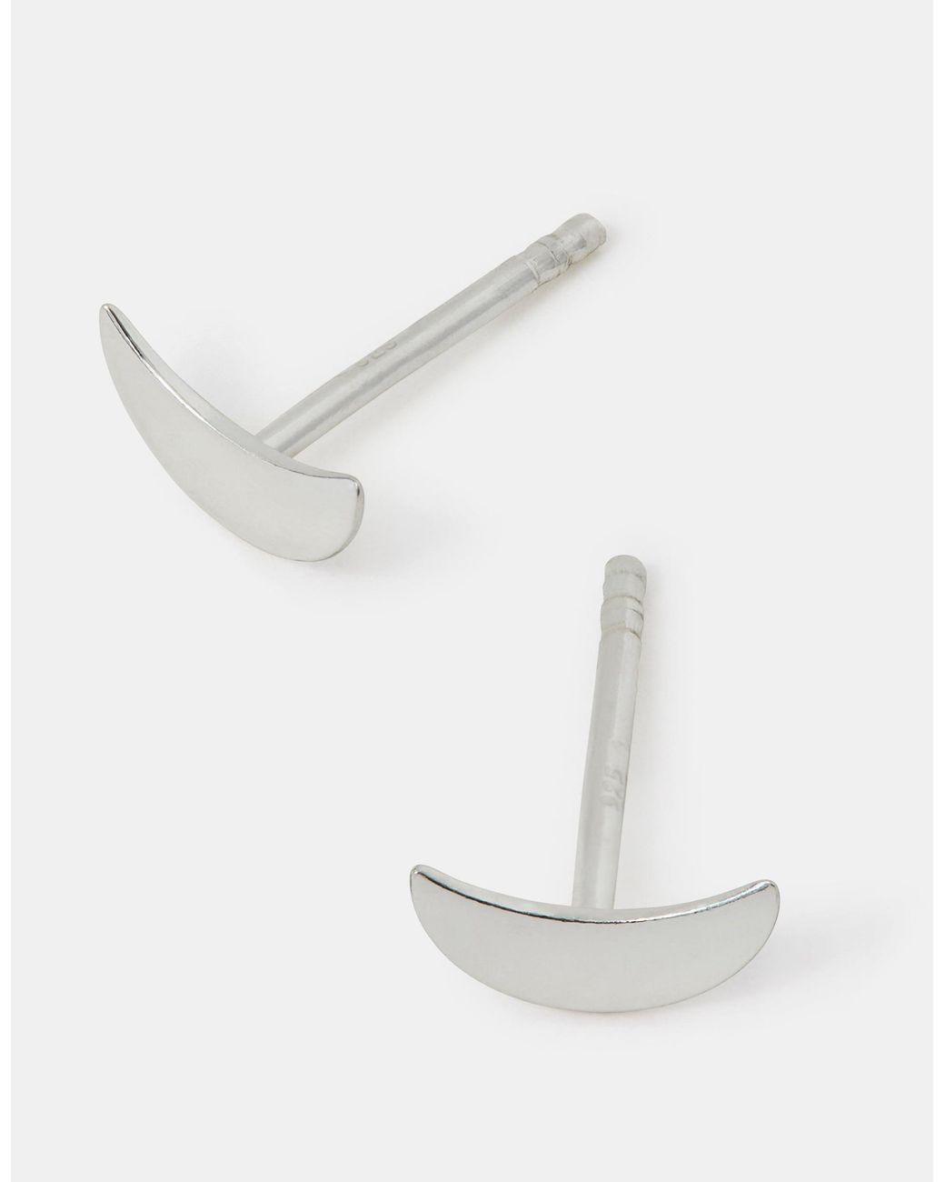 Accessorize White Sterling Crescent Moon Stud Earrings