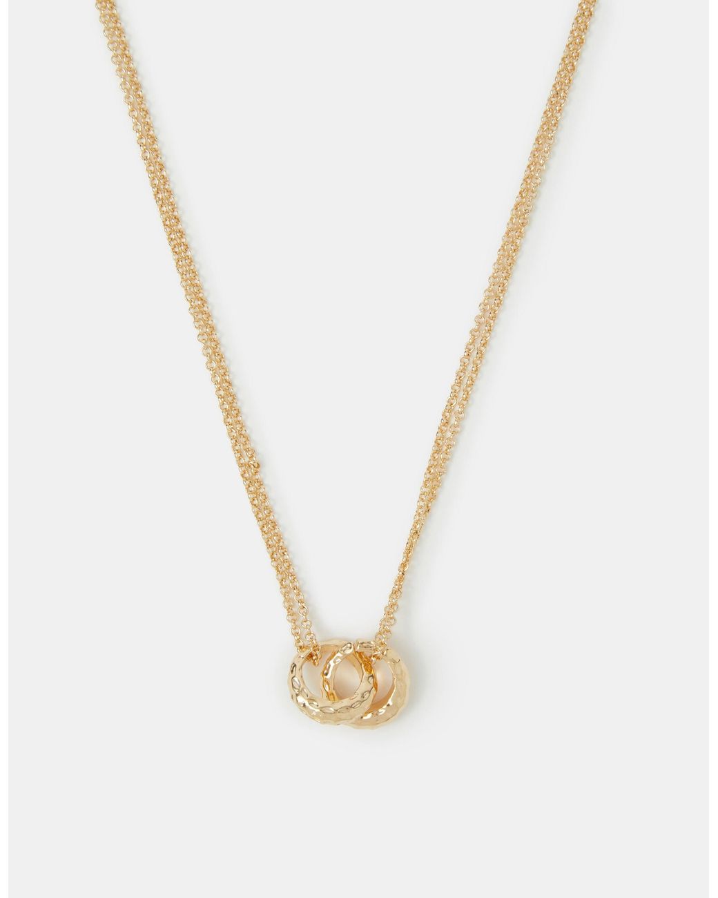 Accessorize White Linked Hoop Pendant Necklace