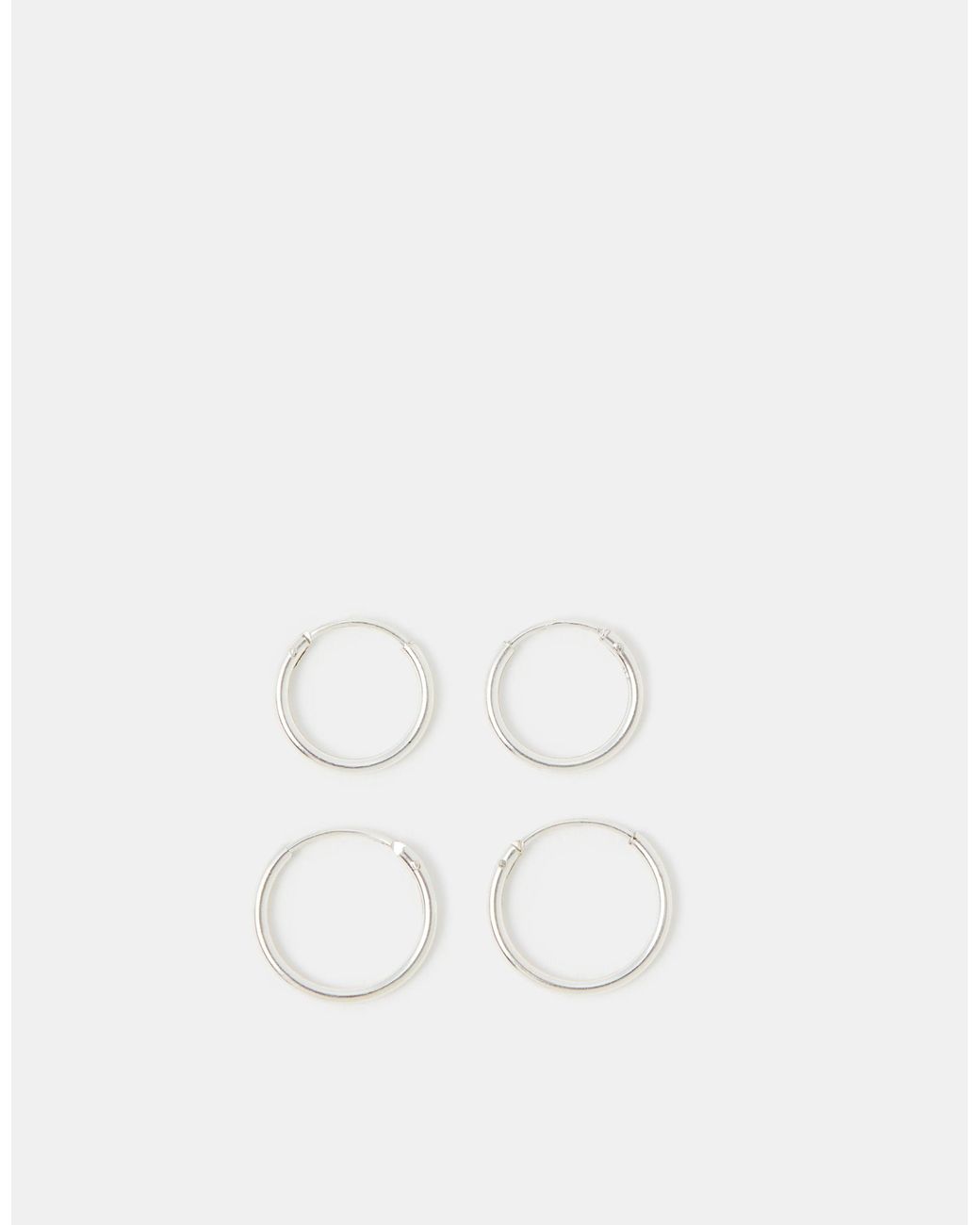 Accessorize White 2-Pack Sterling Hoop Earrings