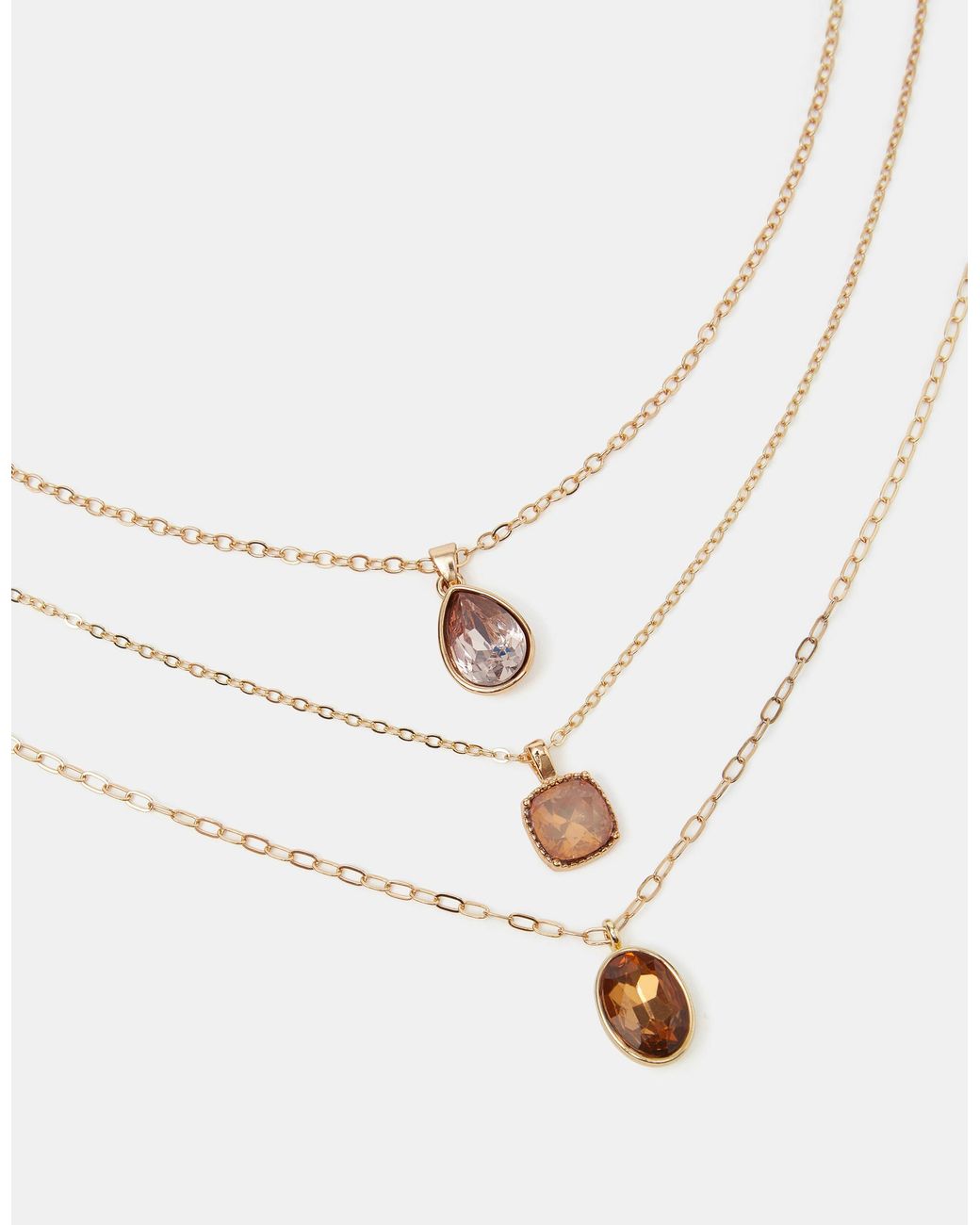 Accessorize White 3-Pack Gemstone Pendant Necklaces