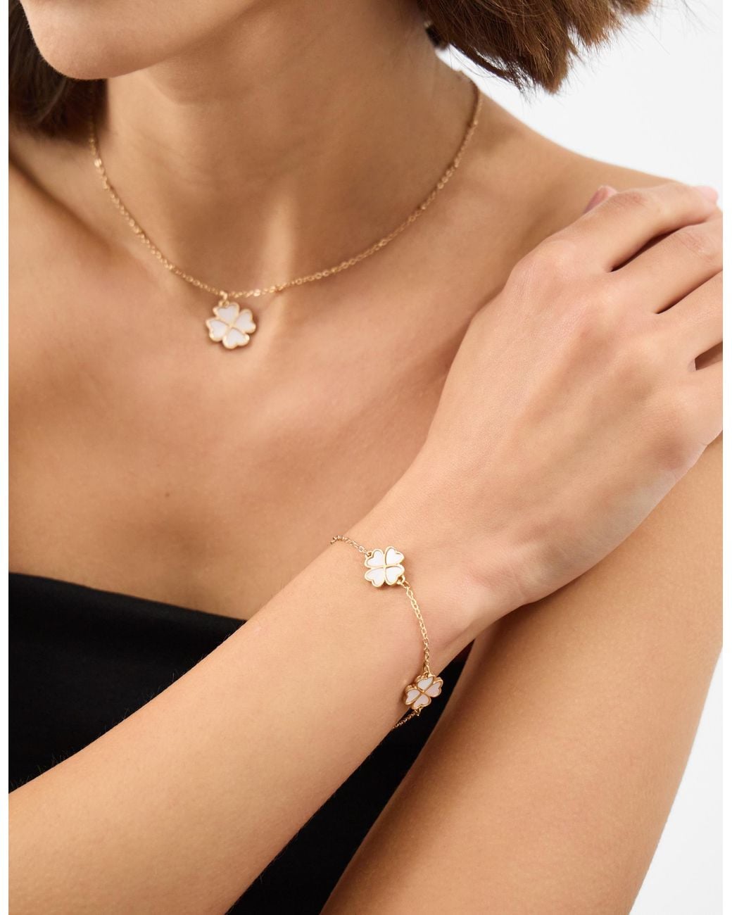 Accessorize Natural Lucky Clover Bracelet