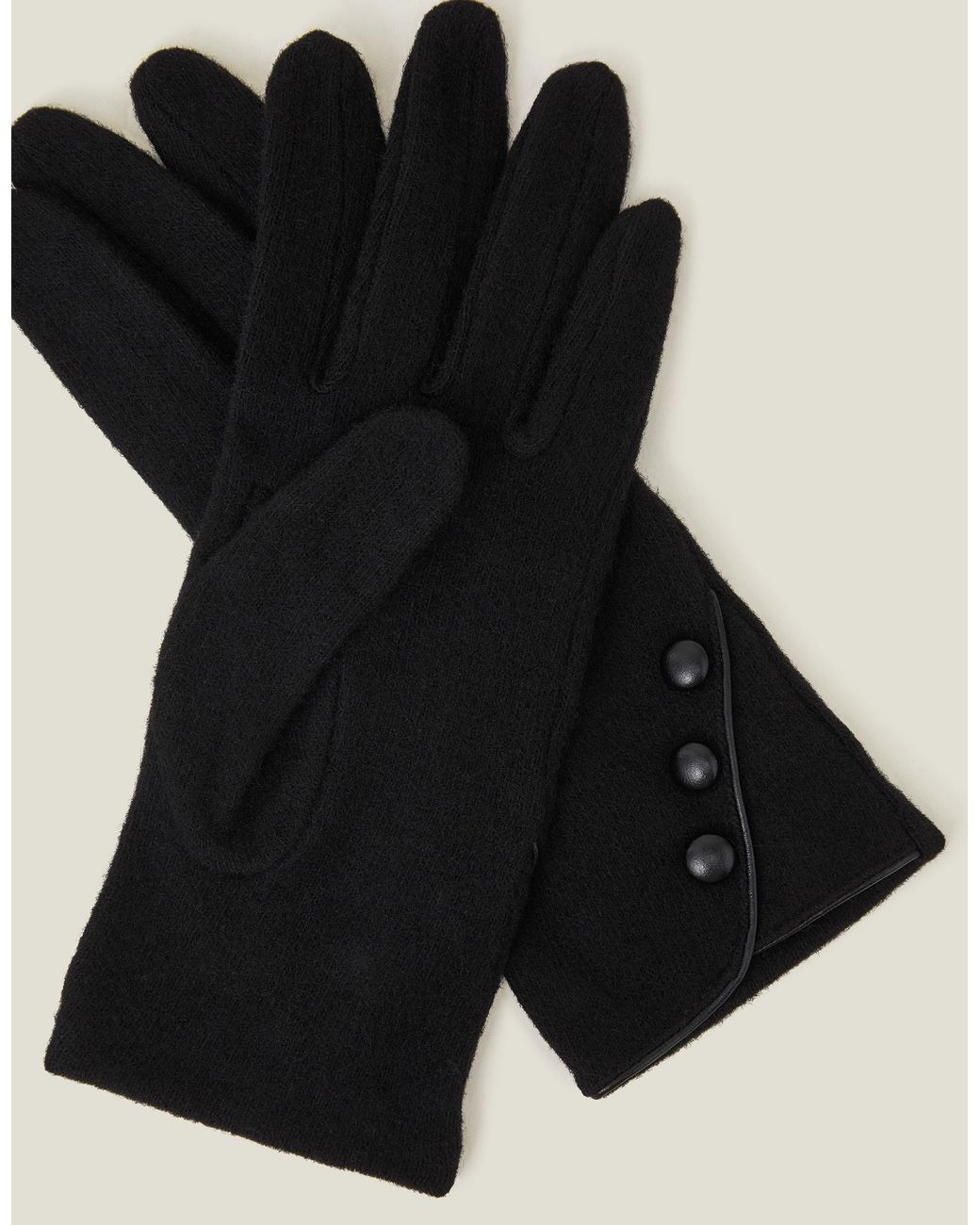 Accessorize Black Touchscreen Button Gloves