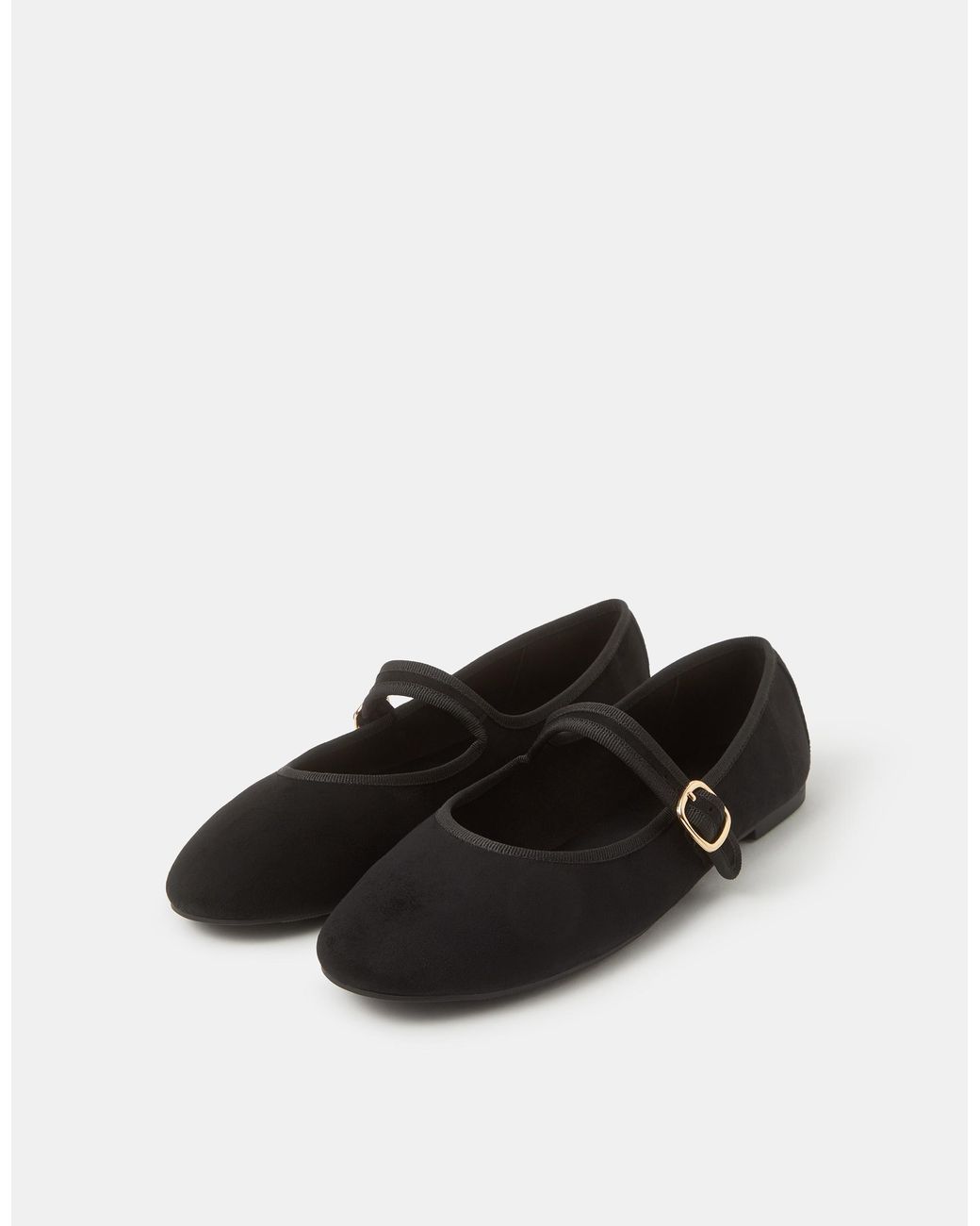 Accessorize Black Faux Suede Mary Jane Ballet Flats