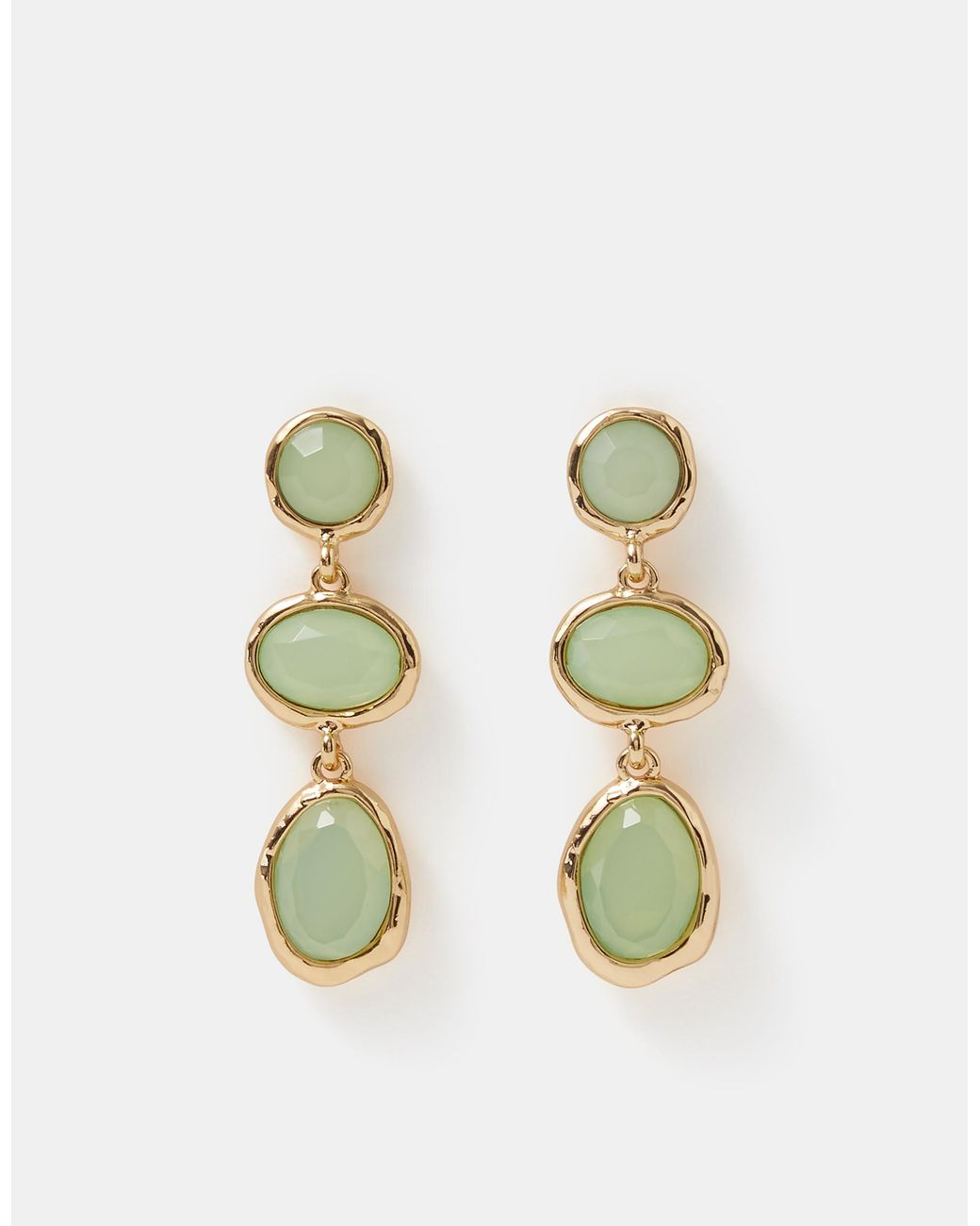 Accessorize Metallic Triple Stone Drop Earrings