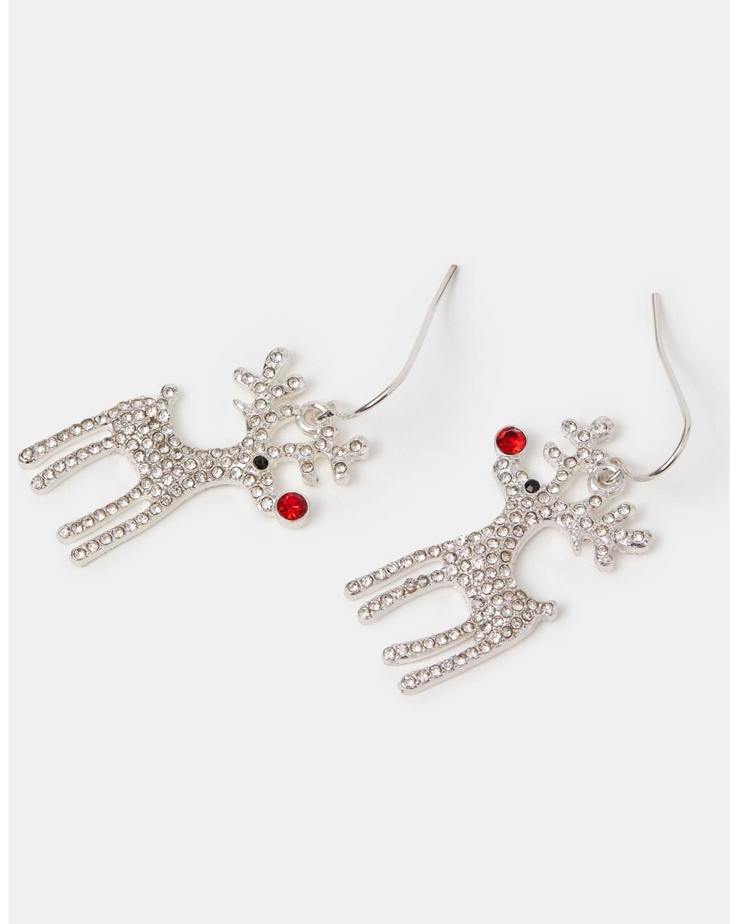 Accessorize White Christmas Reindeer Drop Earrings