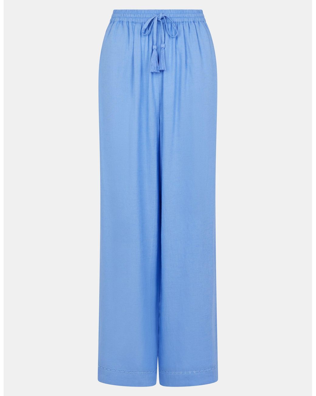 Accessorize Blue Lace Trim Wide Leg Beach Trousers