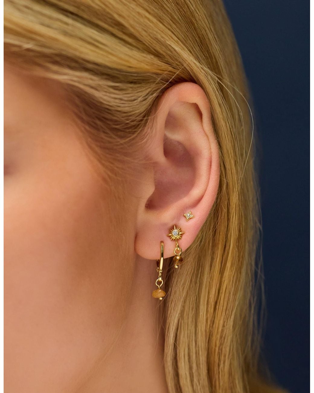 Accessorize White 4-Pack 14Ct-Plated Birthstone Stud & Hoop Earrings Set