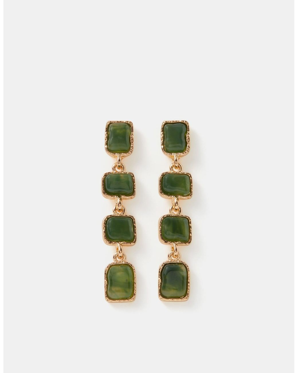 Accessorize Green Molten Stone Drop Earrings