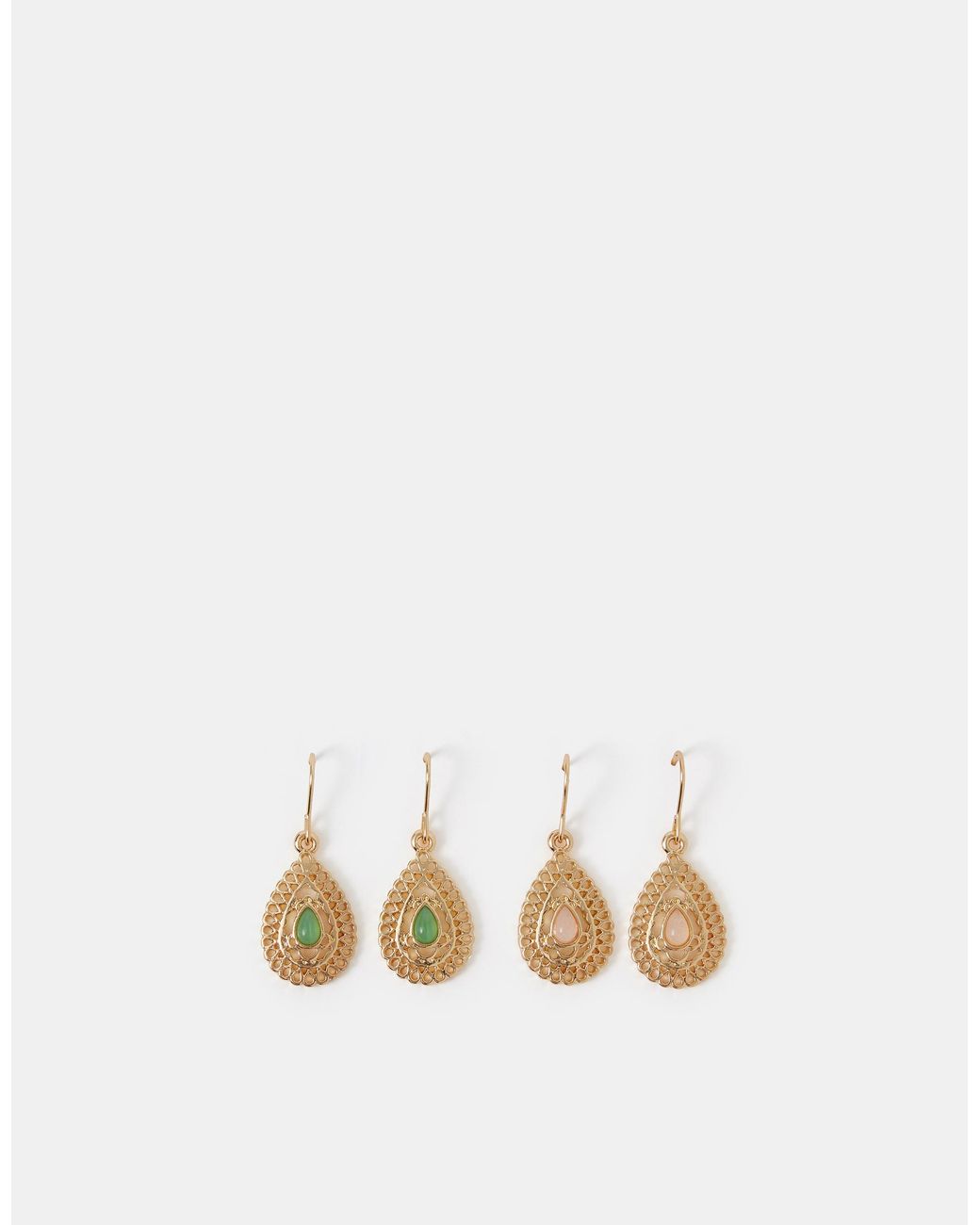 Accessorize Metallic 2-Pack Filigree Teardrop Earrings
