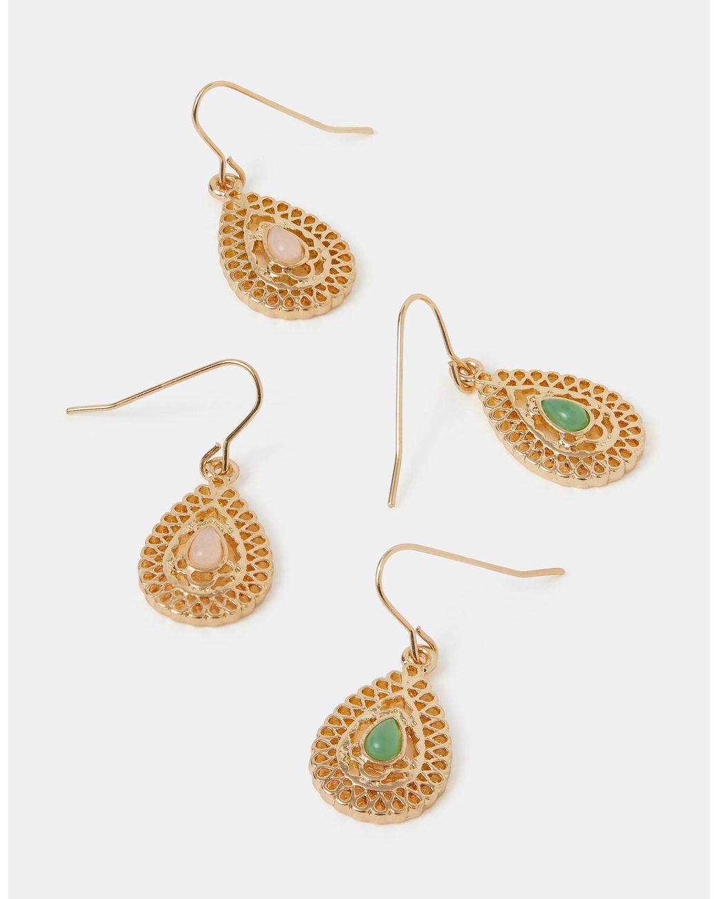 Accessorize Metallic 2-Pack Filigree Teardrop Earrings