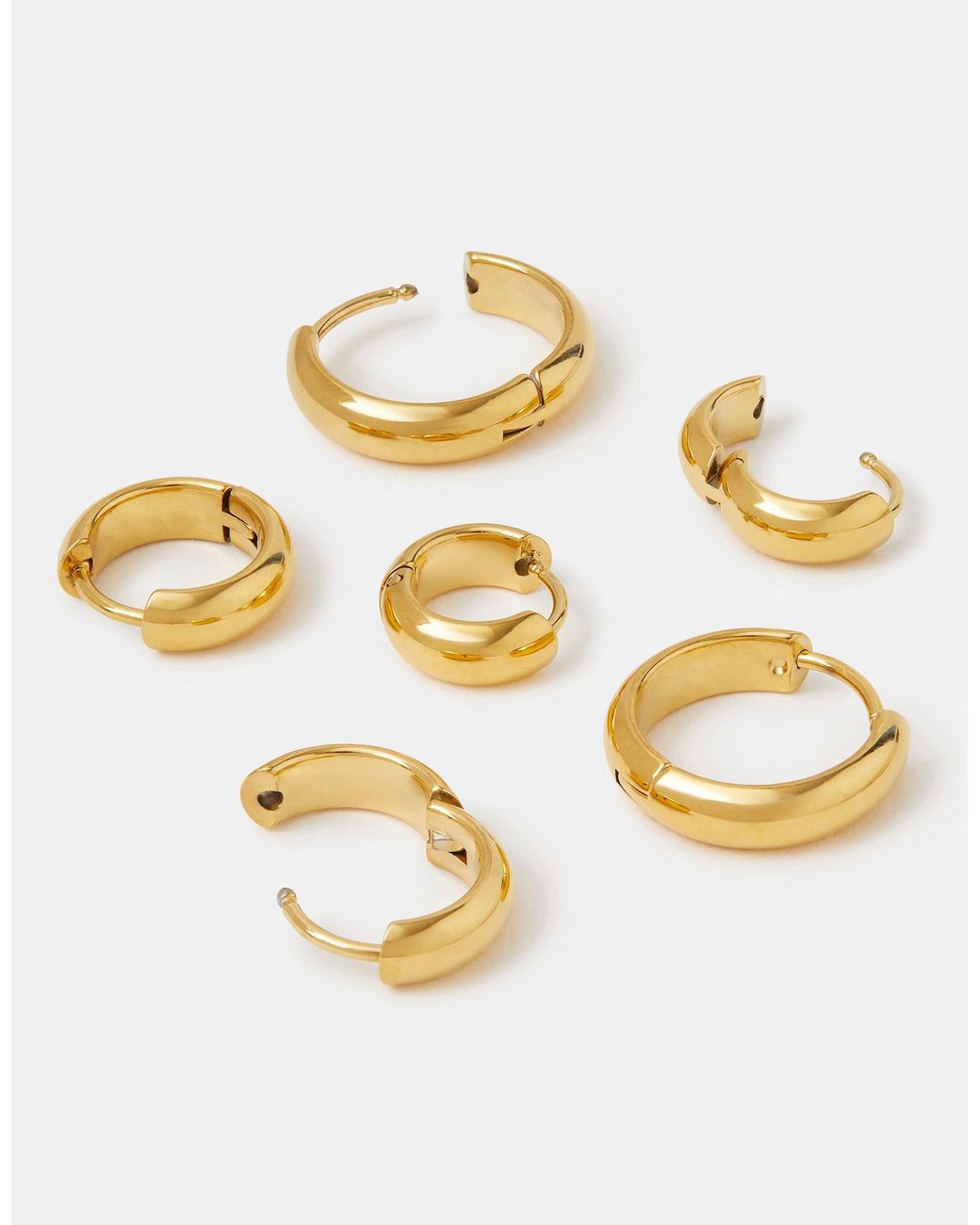 Accessorize Metallic 3-Pack Stainless Steel Clicker Hoop Earrings