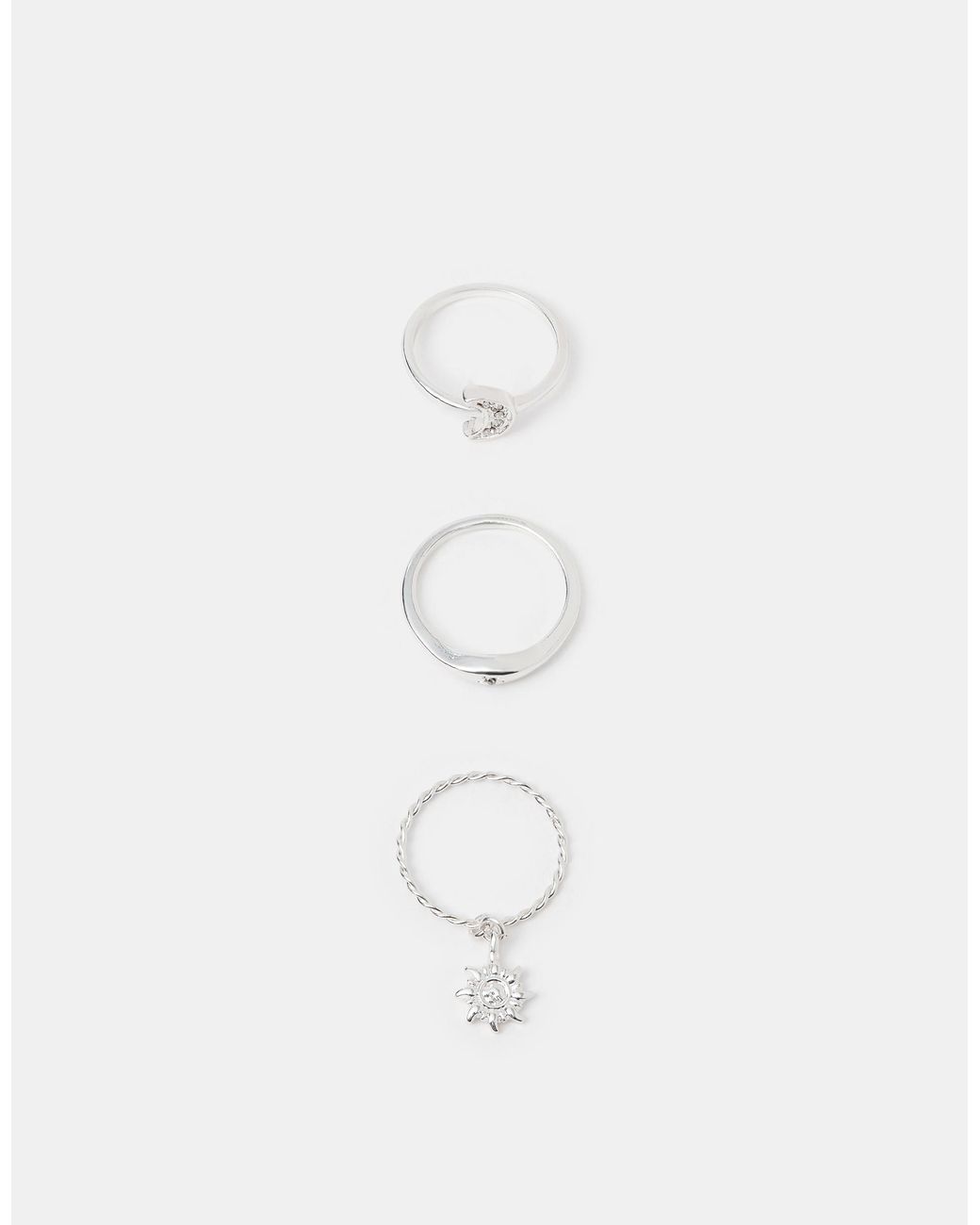 Accessorize White 3-Pack Celestial Charm Rings