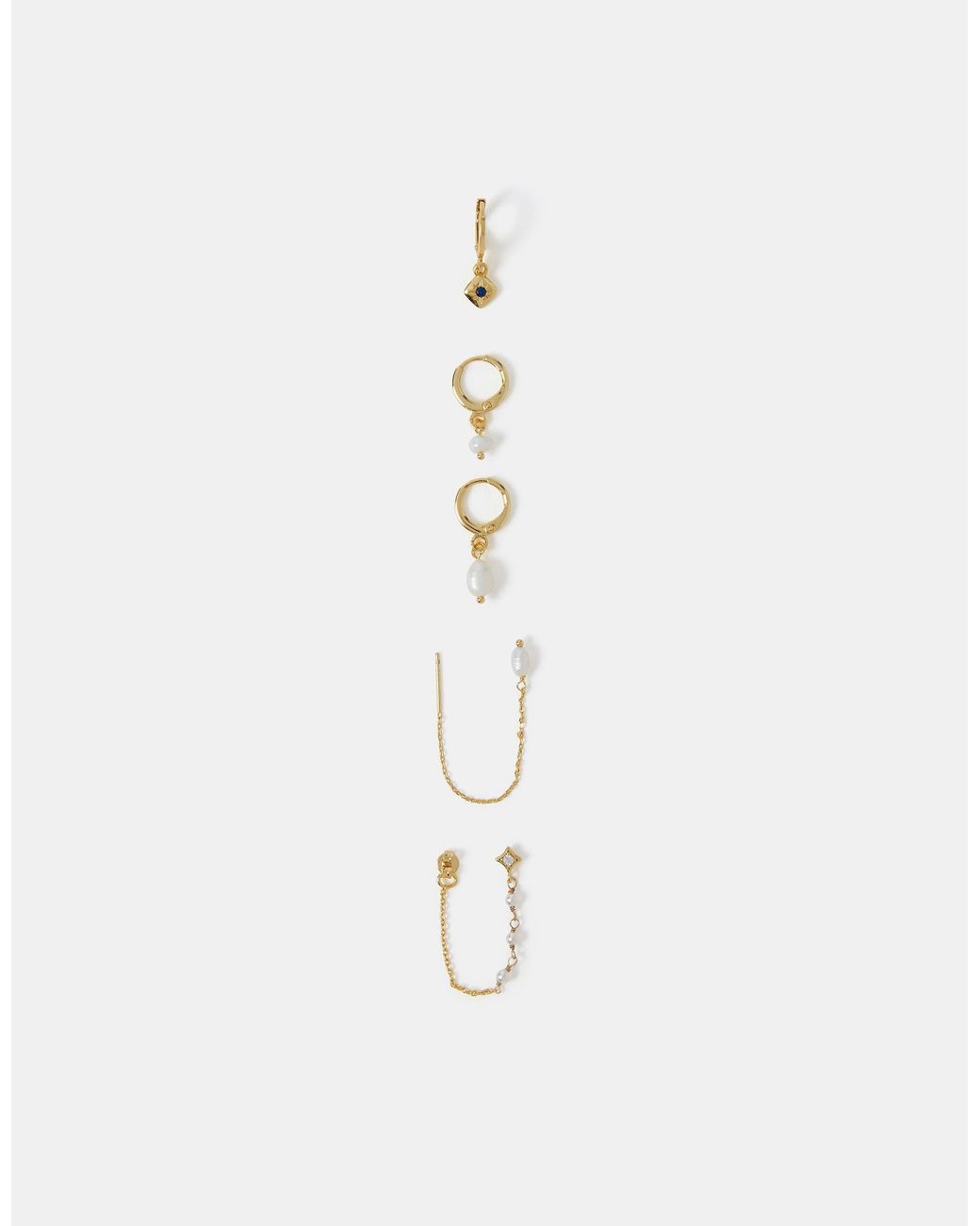 Accessorize White 5-Pack 14Ct-Plated Mother Of Pearl Stud & Hoop Earrings