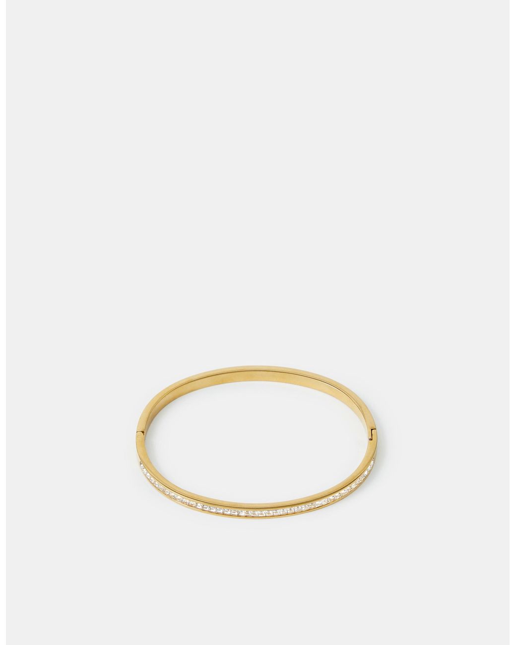 Accessorize White Stainless Steel Pavé Bangle