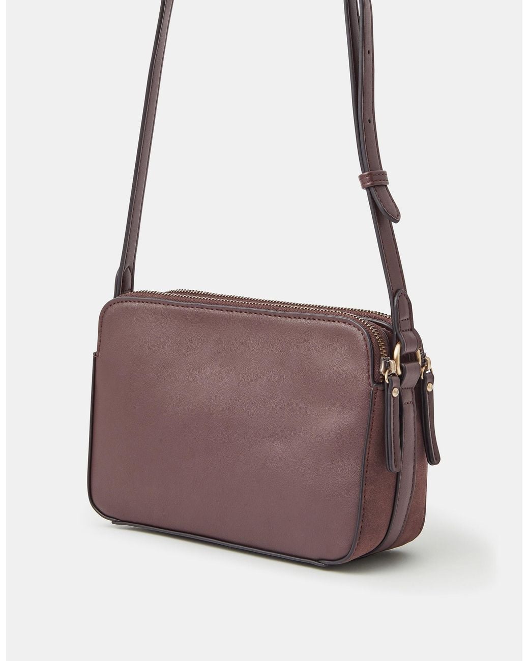 Accessorize Purple Classic Double Zip Crossbody Bag