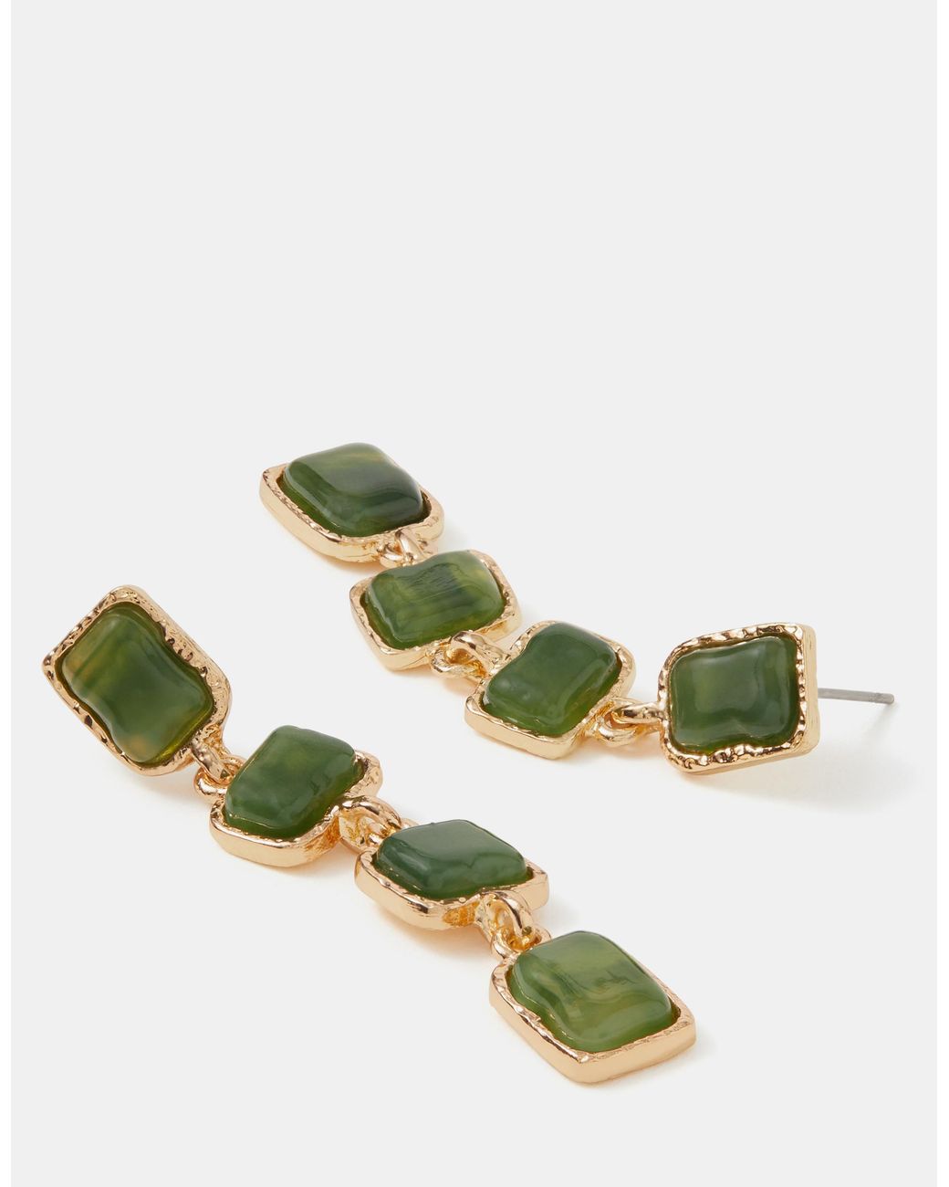 Accessorize Green Molten Stone Drop Earrings