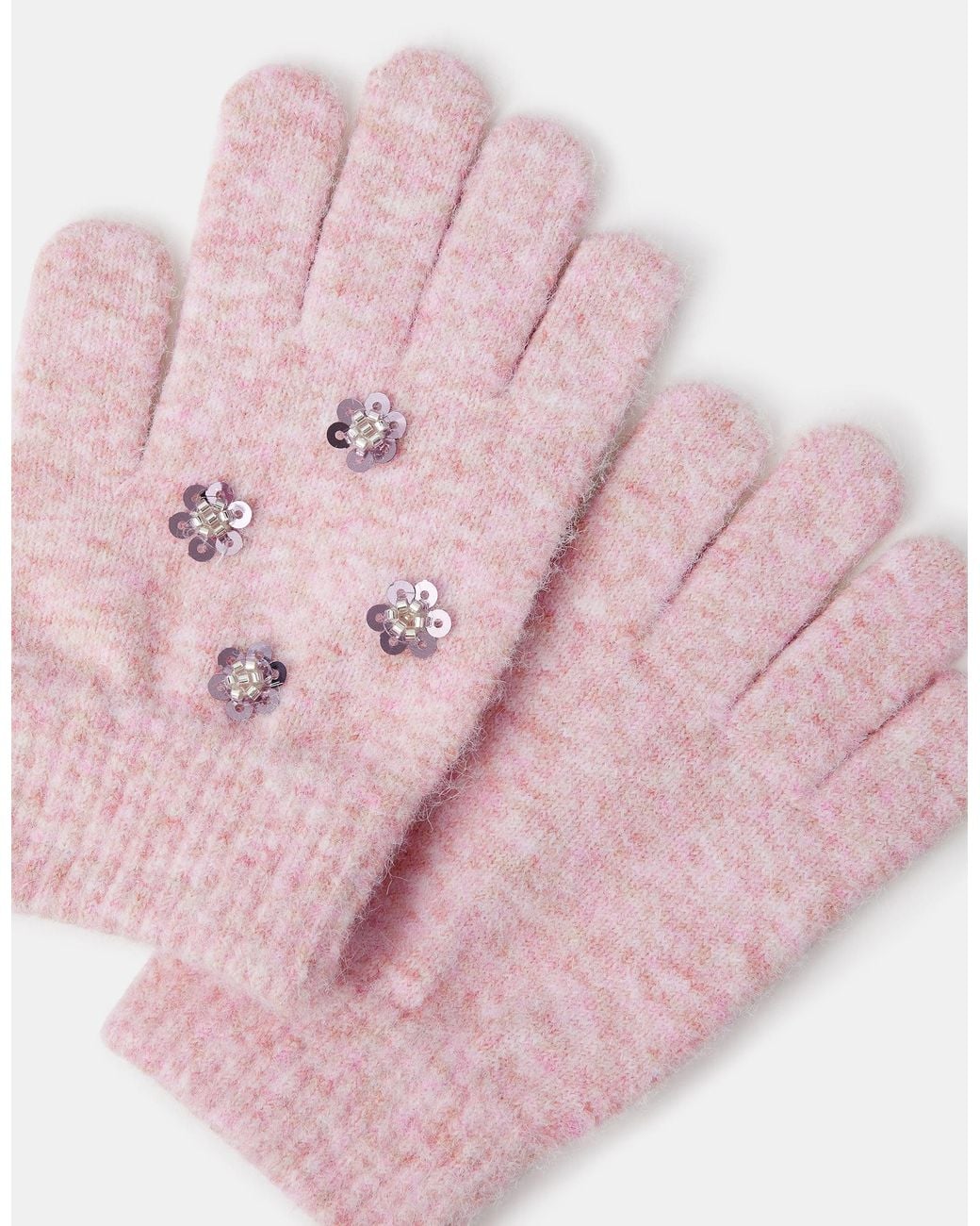 Accessorize Pink Floral Sequin Gloves